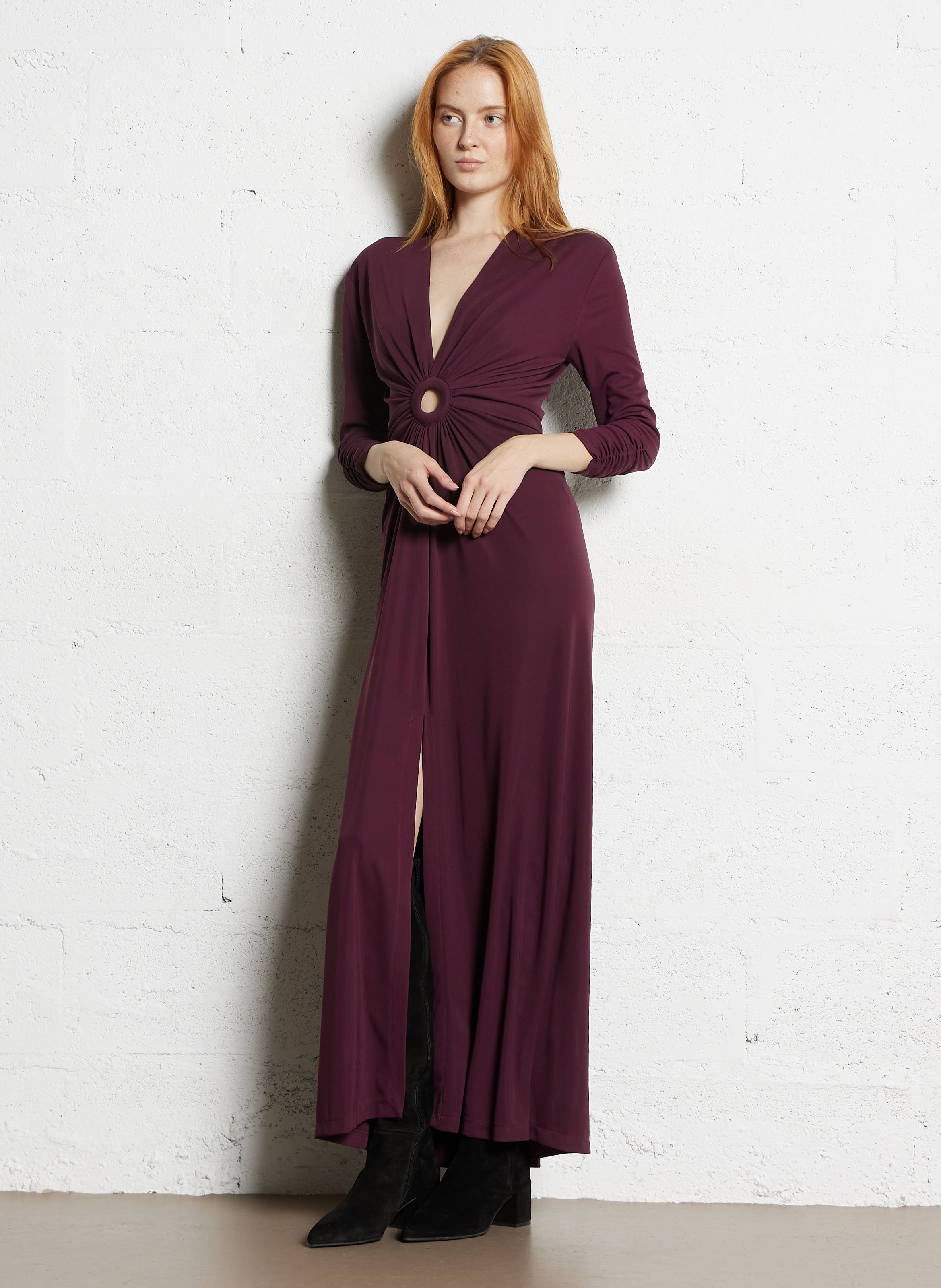 Robe longue drappée col v  IMPERIAL Violet