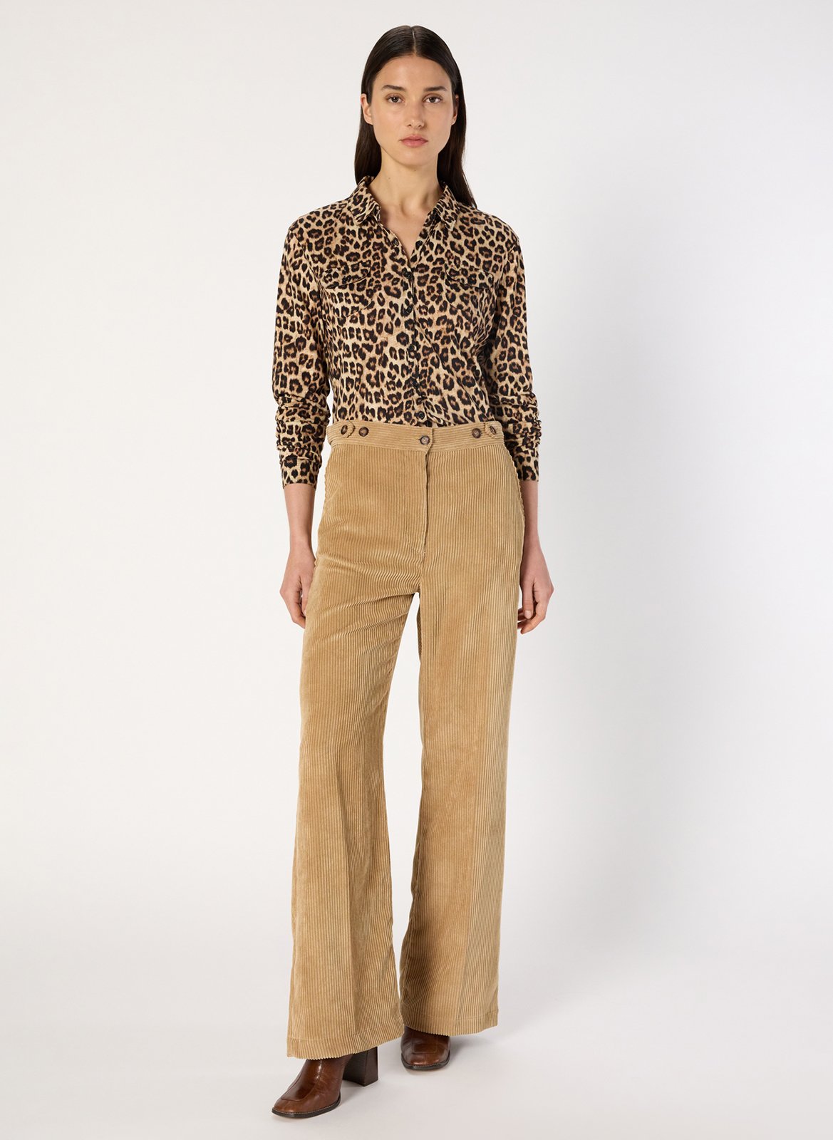 Chemise droite en coton mélangé imprimé GERARD DAREL Marron