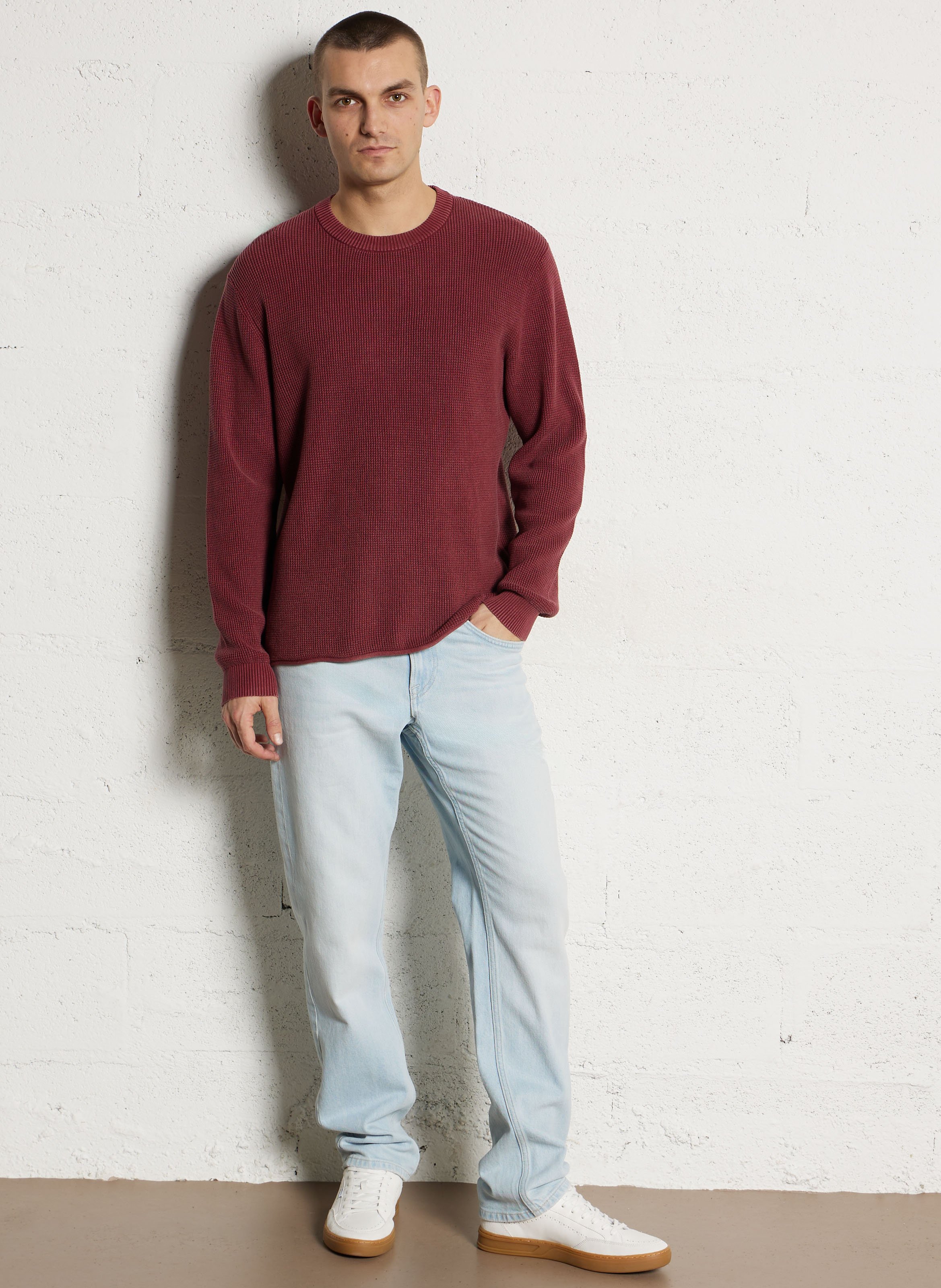 Pull droit col rond en coton PEPE JEANS Rouge