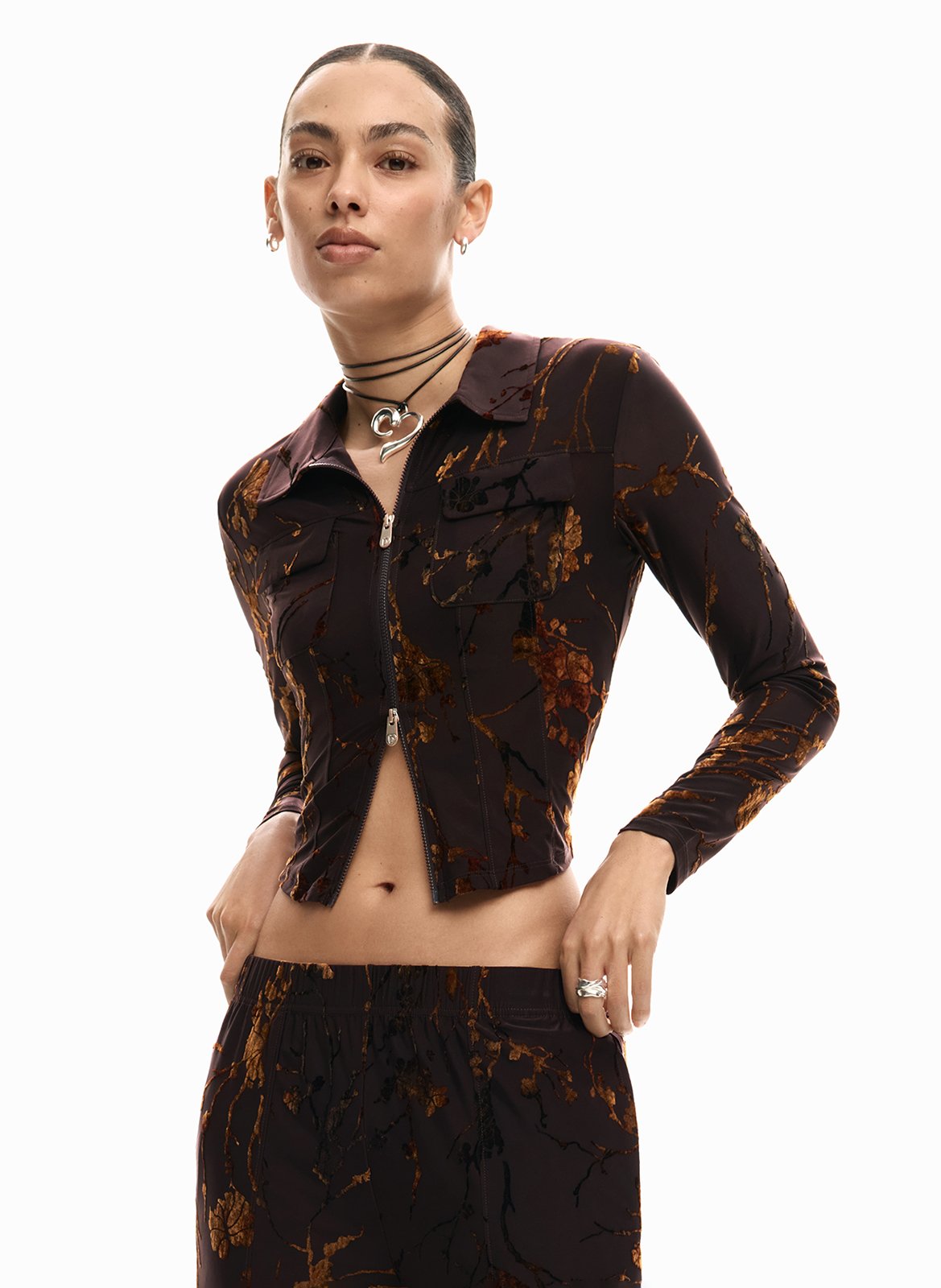 Top con colletto DESIGUAL Marrone