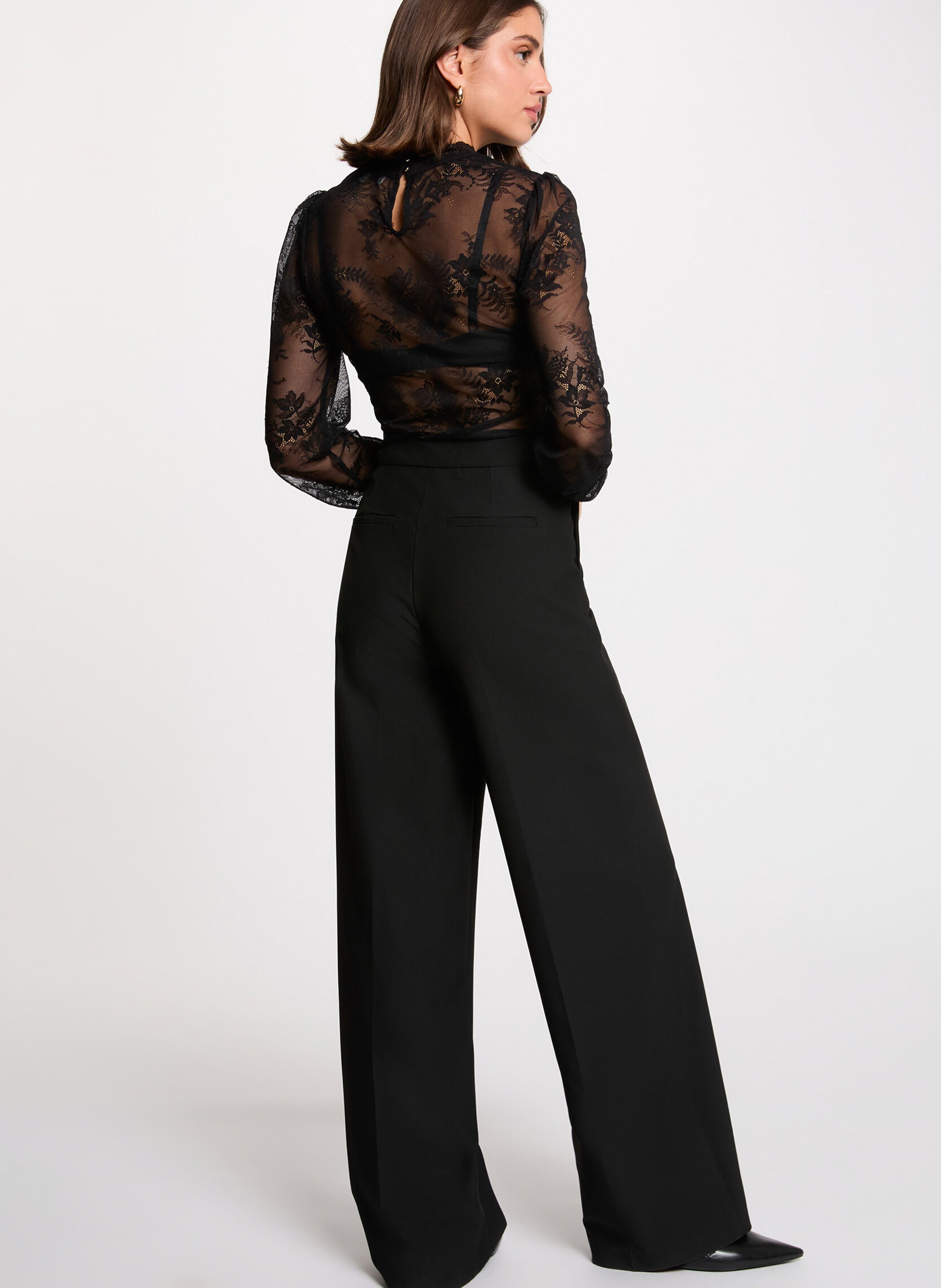 Body manches longues en dentelle MORGAN Noir