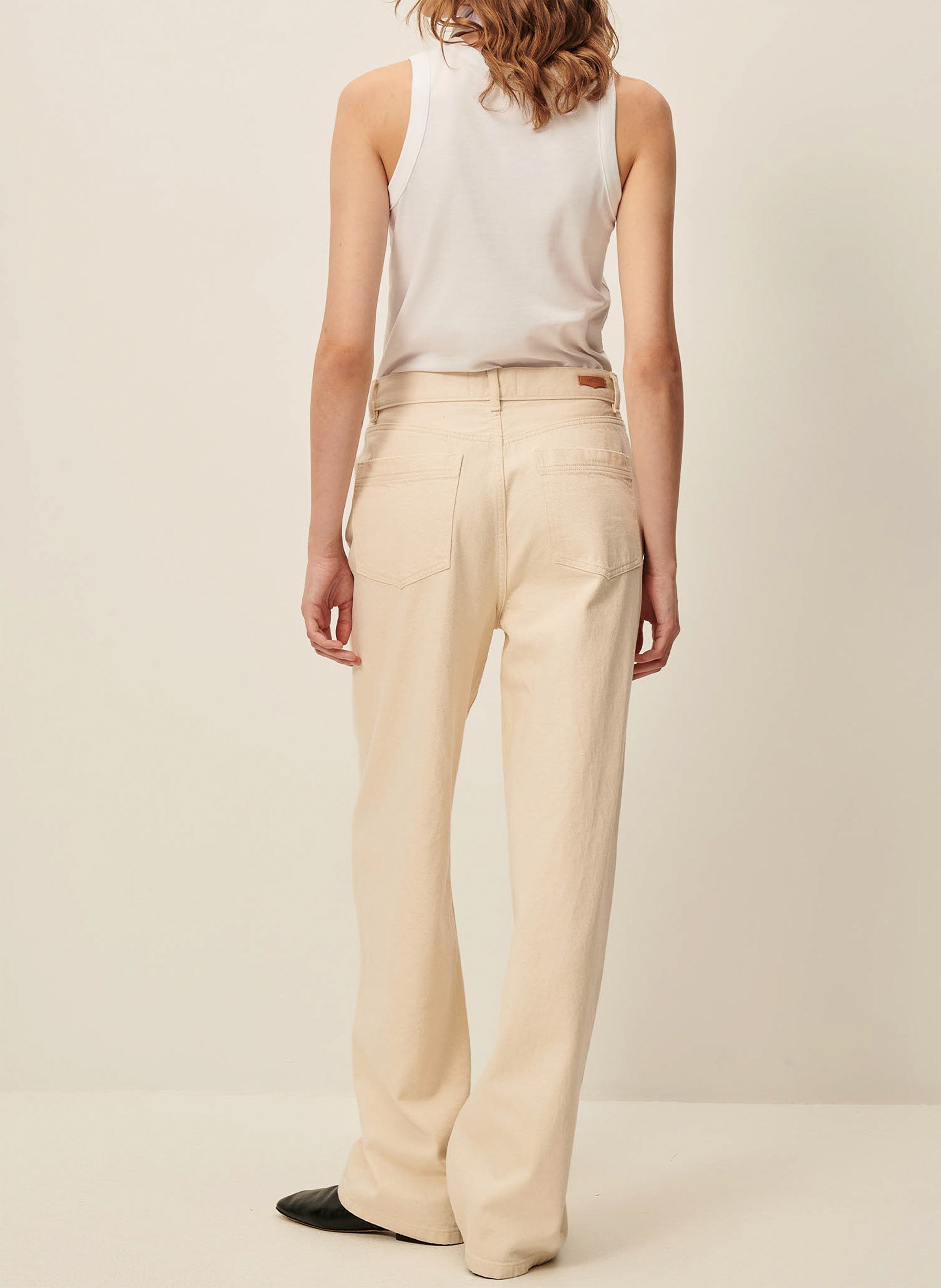 High-rise plain straight jeans SESSUN Beige