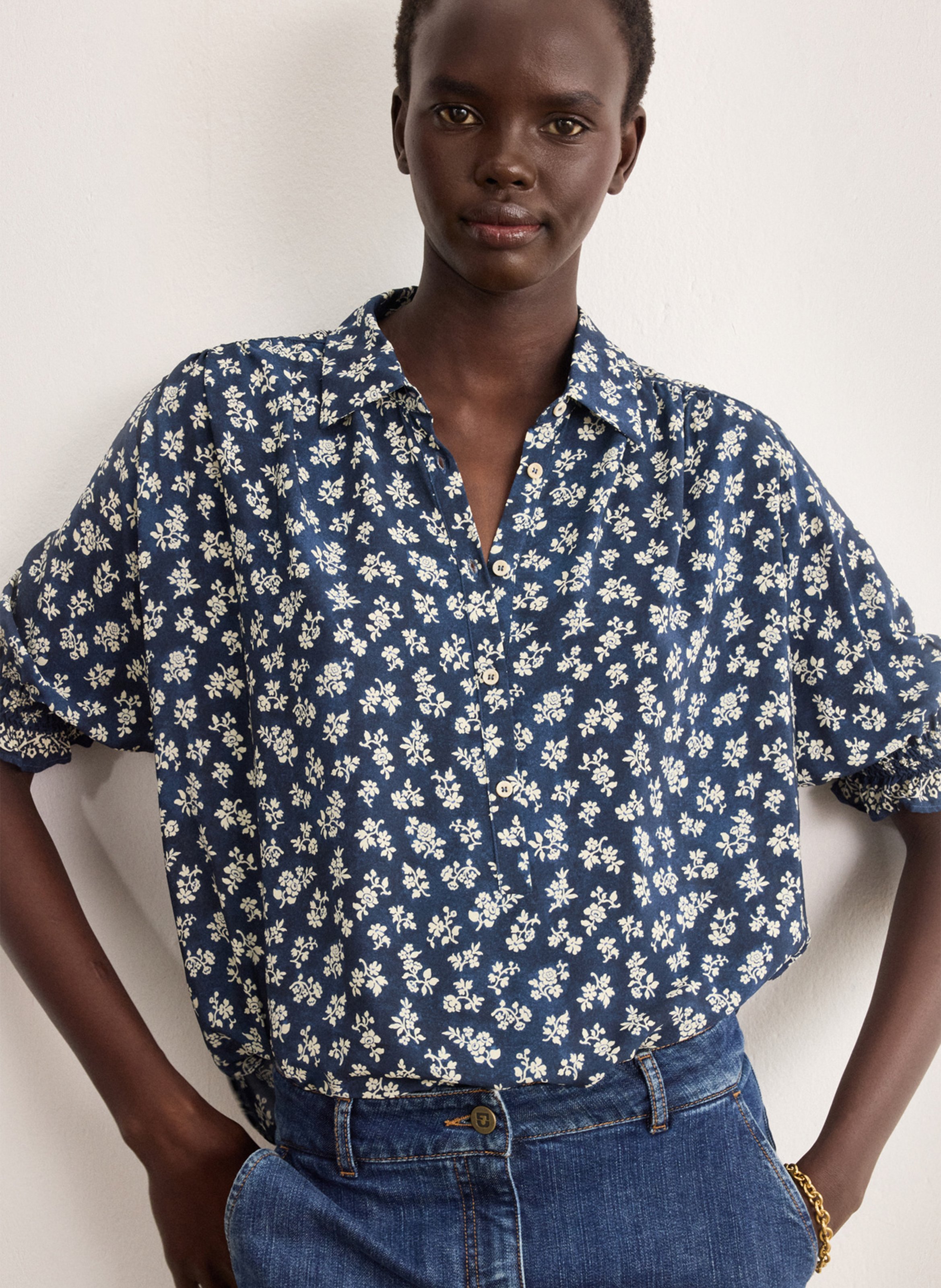 Printed loose-fit shirt with classic collar PABLO Blue
