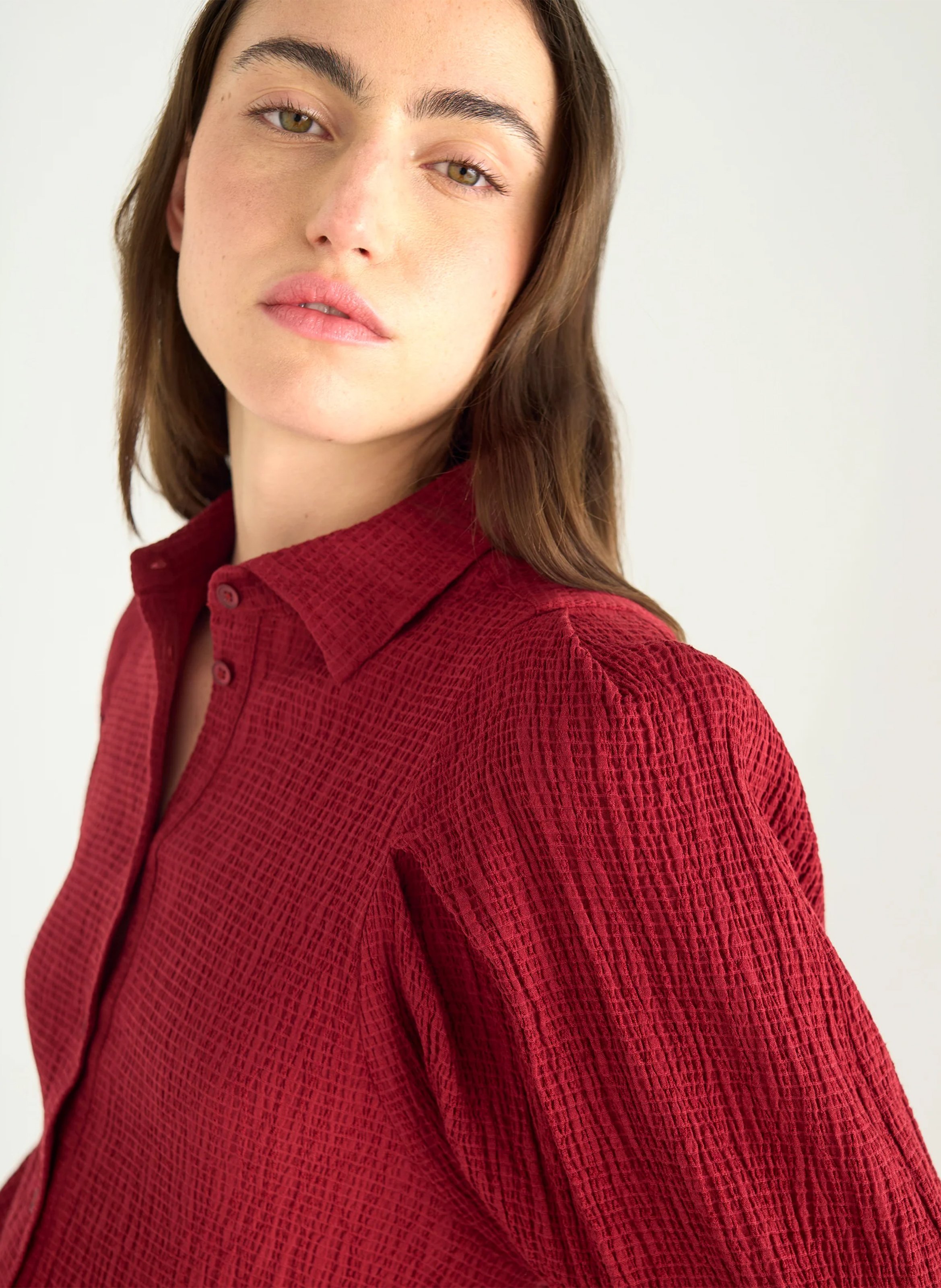 Bluse aus Baumwoll-Mix mit klassischem Kragen ACOTE Rot