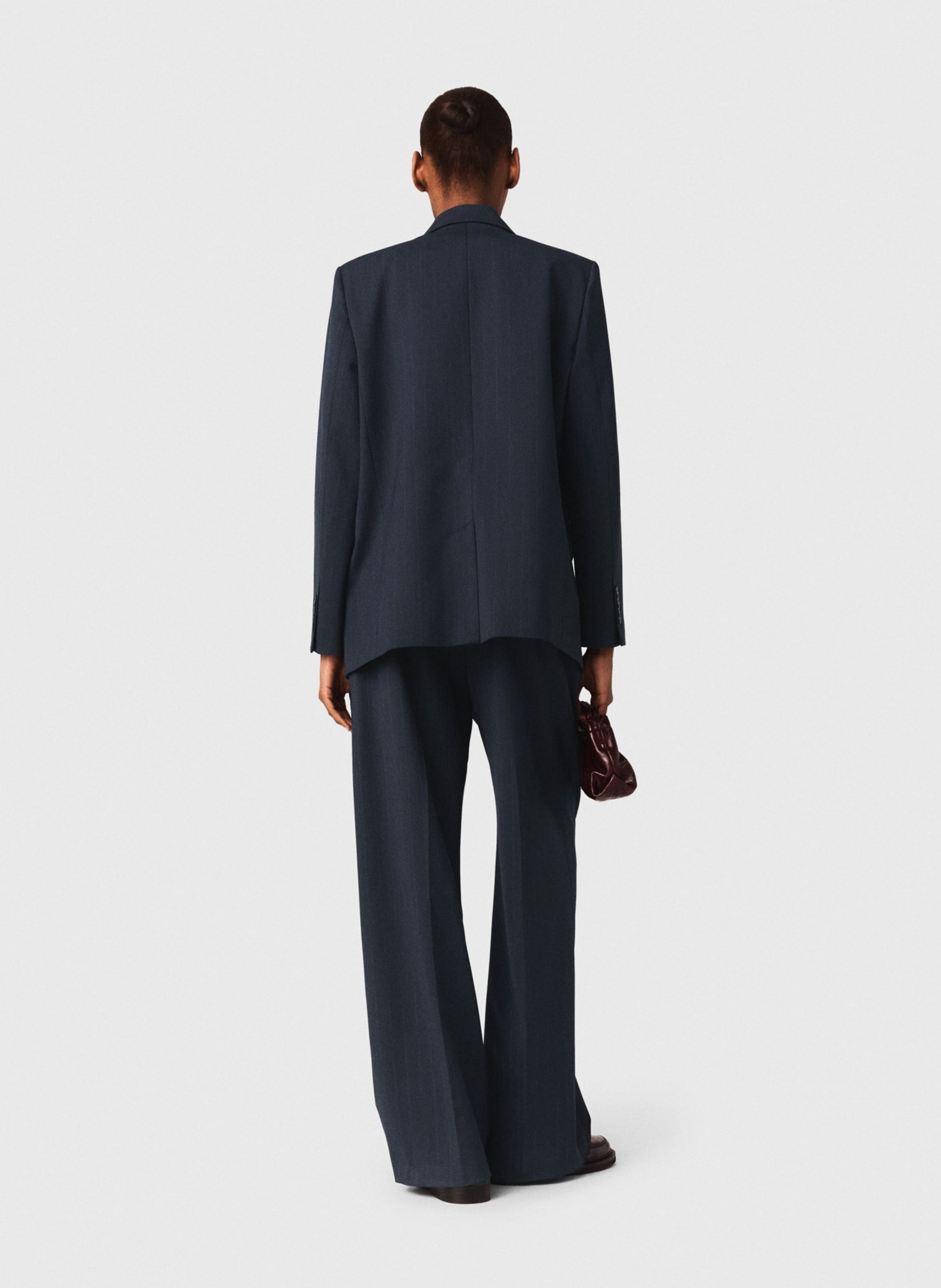 Rechte blazer | wolblend MAJE Blauw