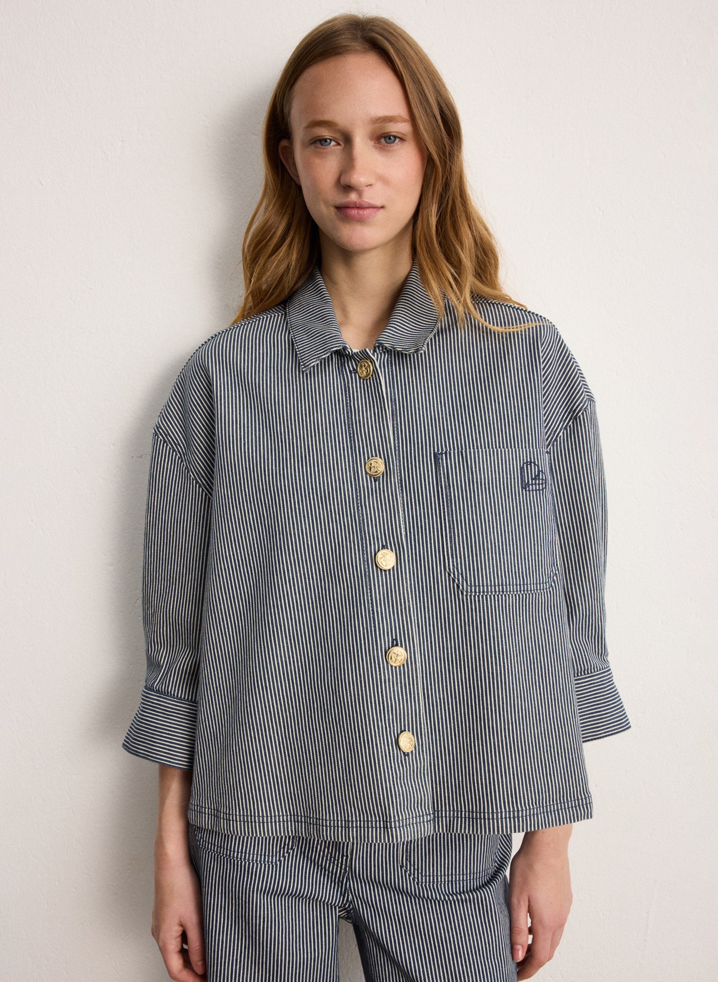 Loose-fit cotton-blend overshirt PABLO Blue