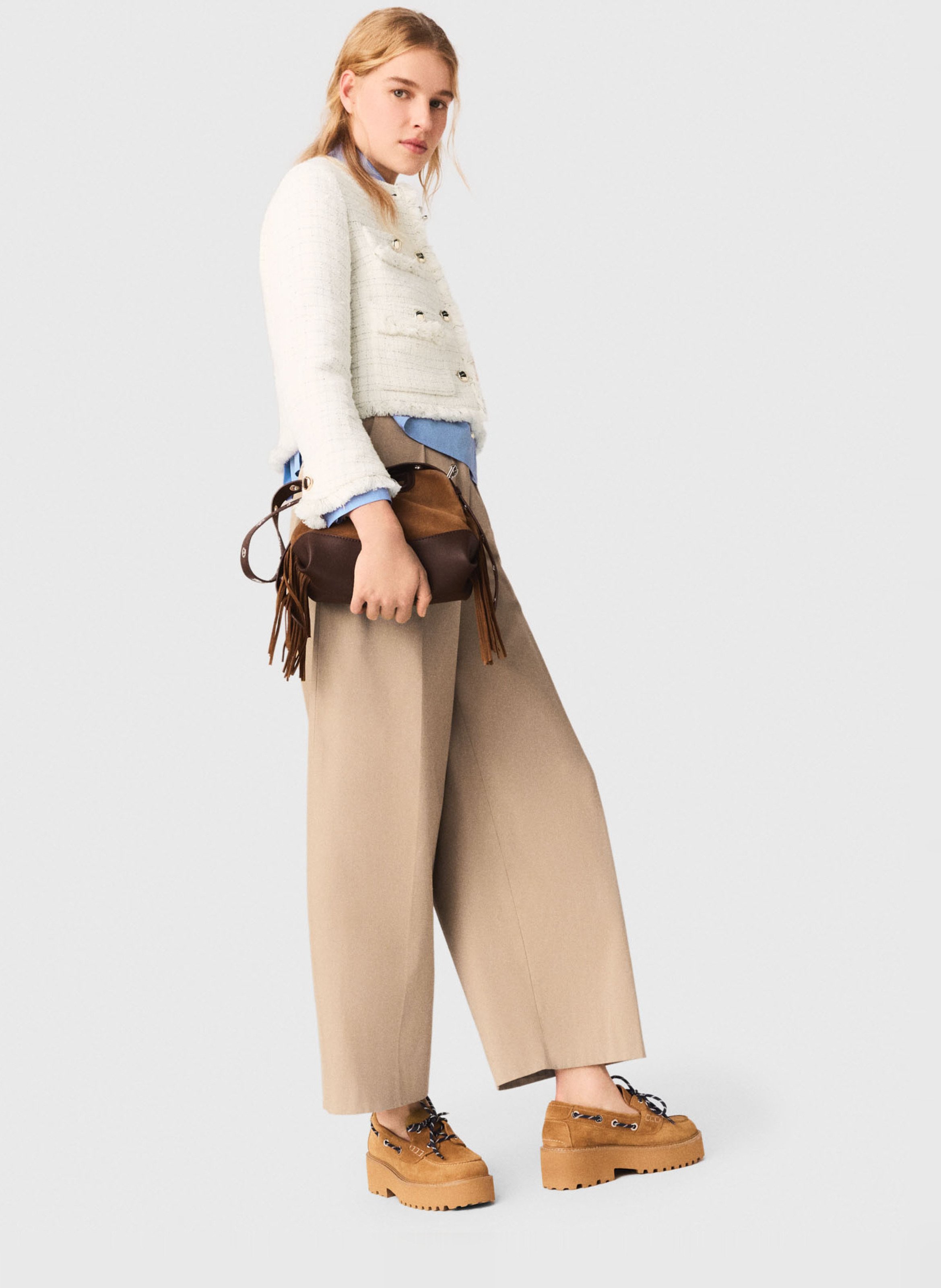 Cotton-blend jacket with Victorian collar MAJE Beige