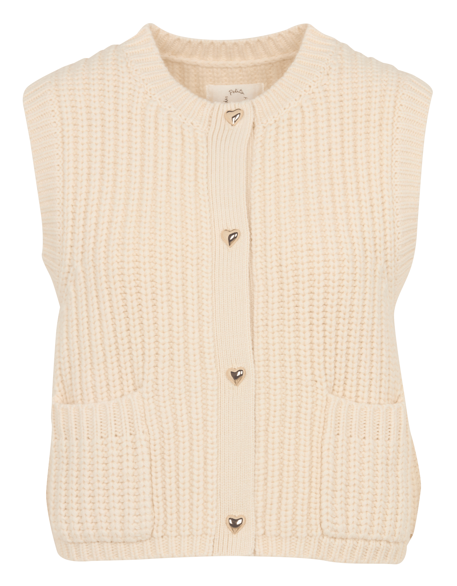 Sleeveless round neck wool blend vest DES PETITS HAUTS Beige