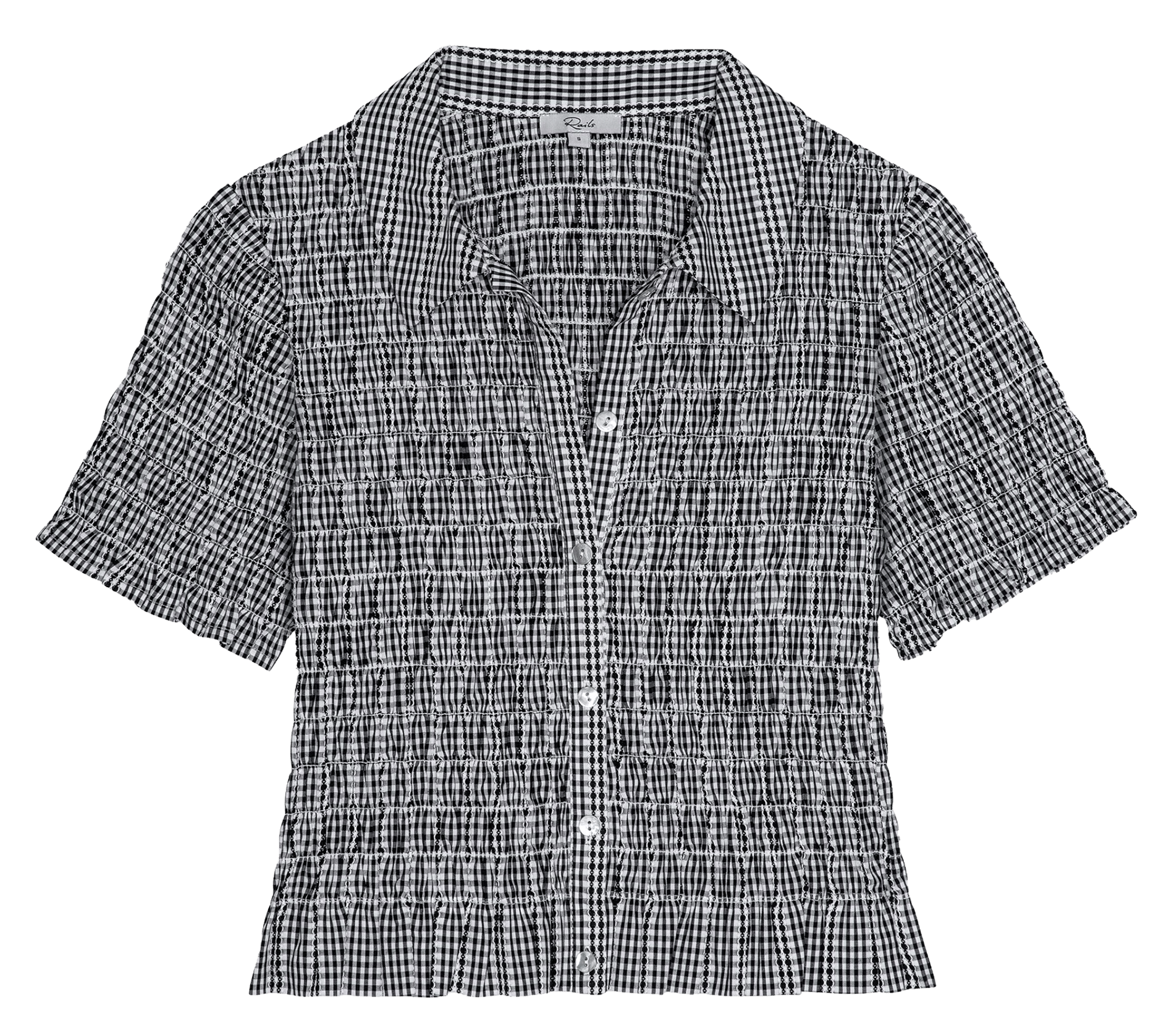 Taillierte Hemdbluse mit klassischem Kragen und Print RAILS Schwarz