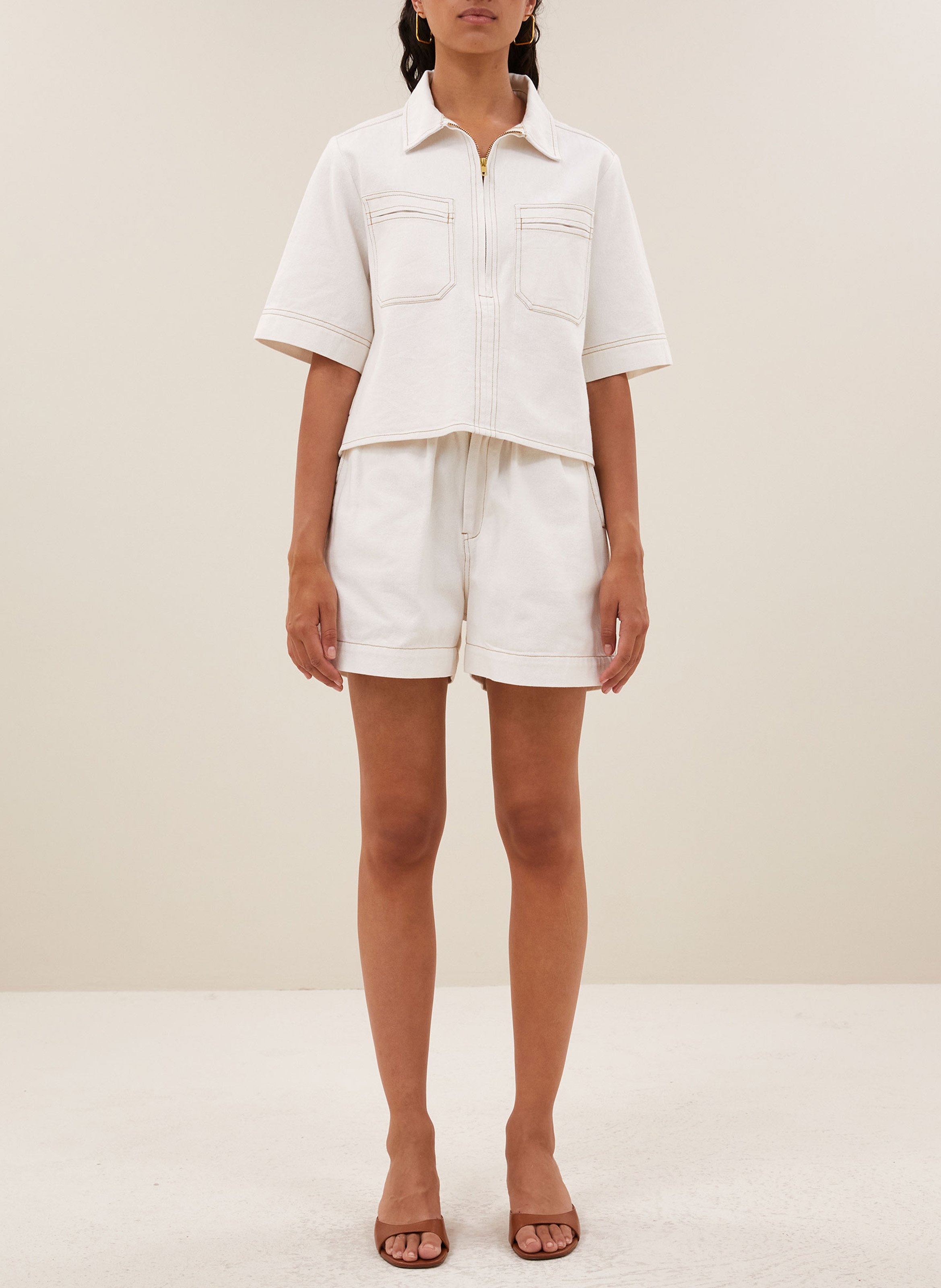 Rechte katoenen top BY BAR Wit