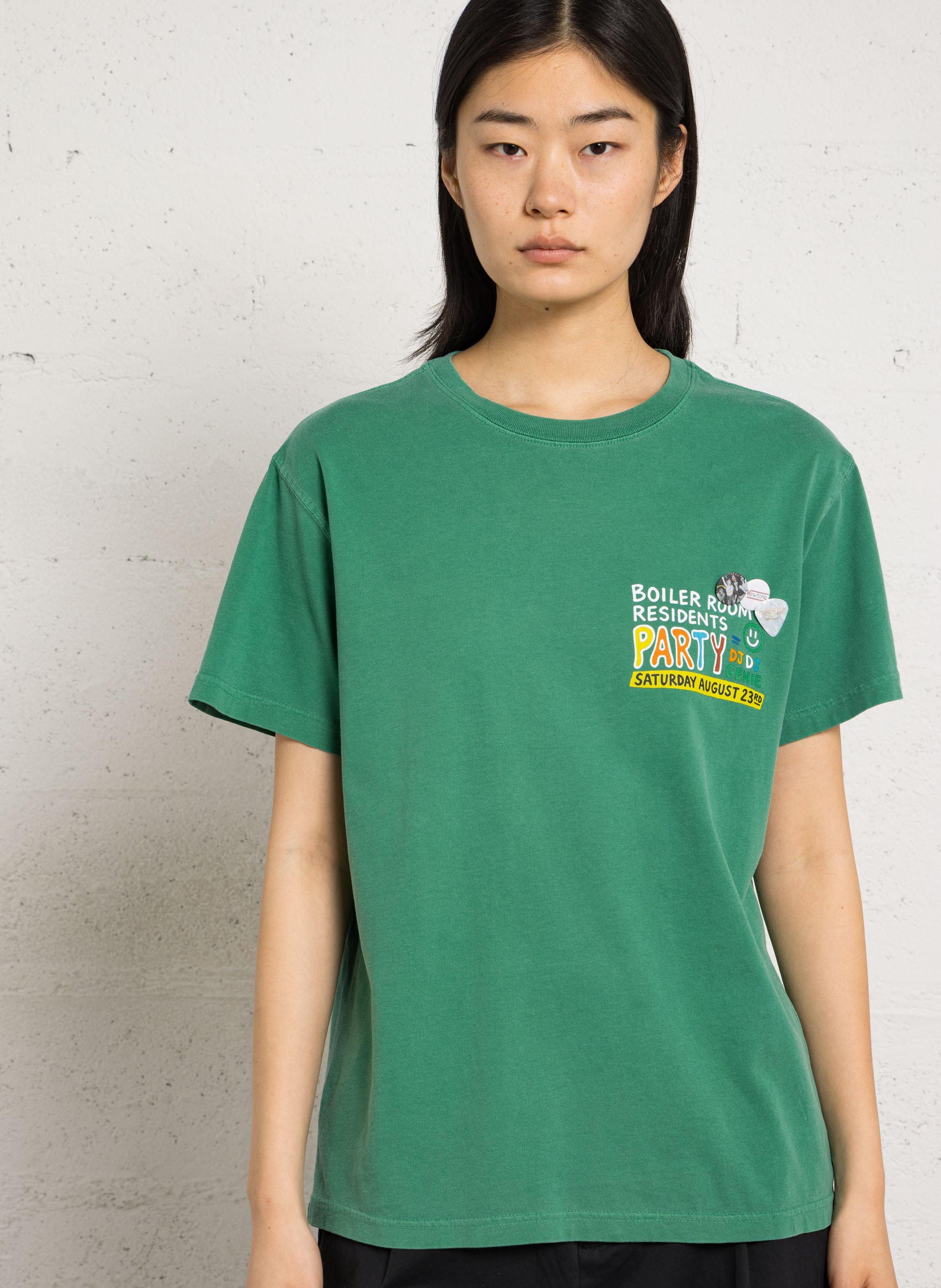 Tee-shirt droit col rond sérigraphié en coton NEWTONE Vert