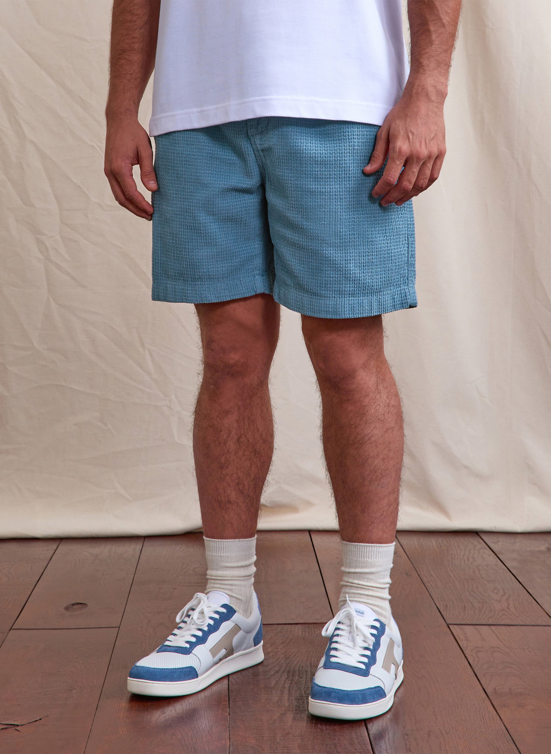 Short droit en coton FAGUO Bleu