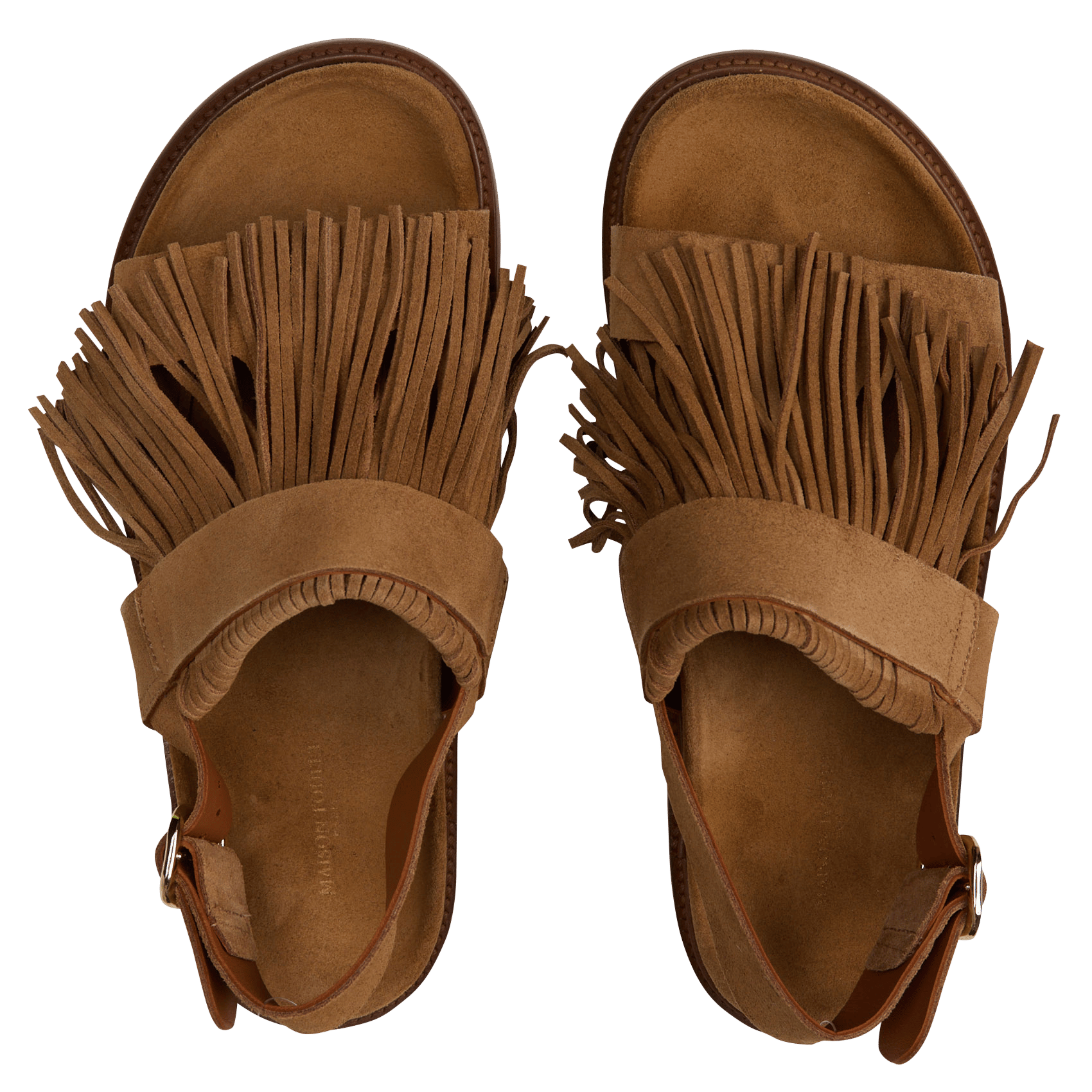 Flache Sandalen mit Fransen aus Wildleder MAISON TOUFET Braun
