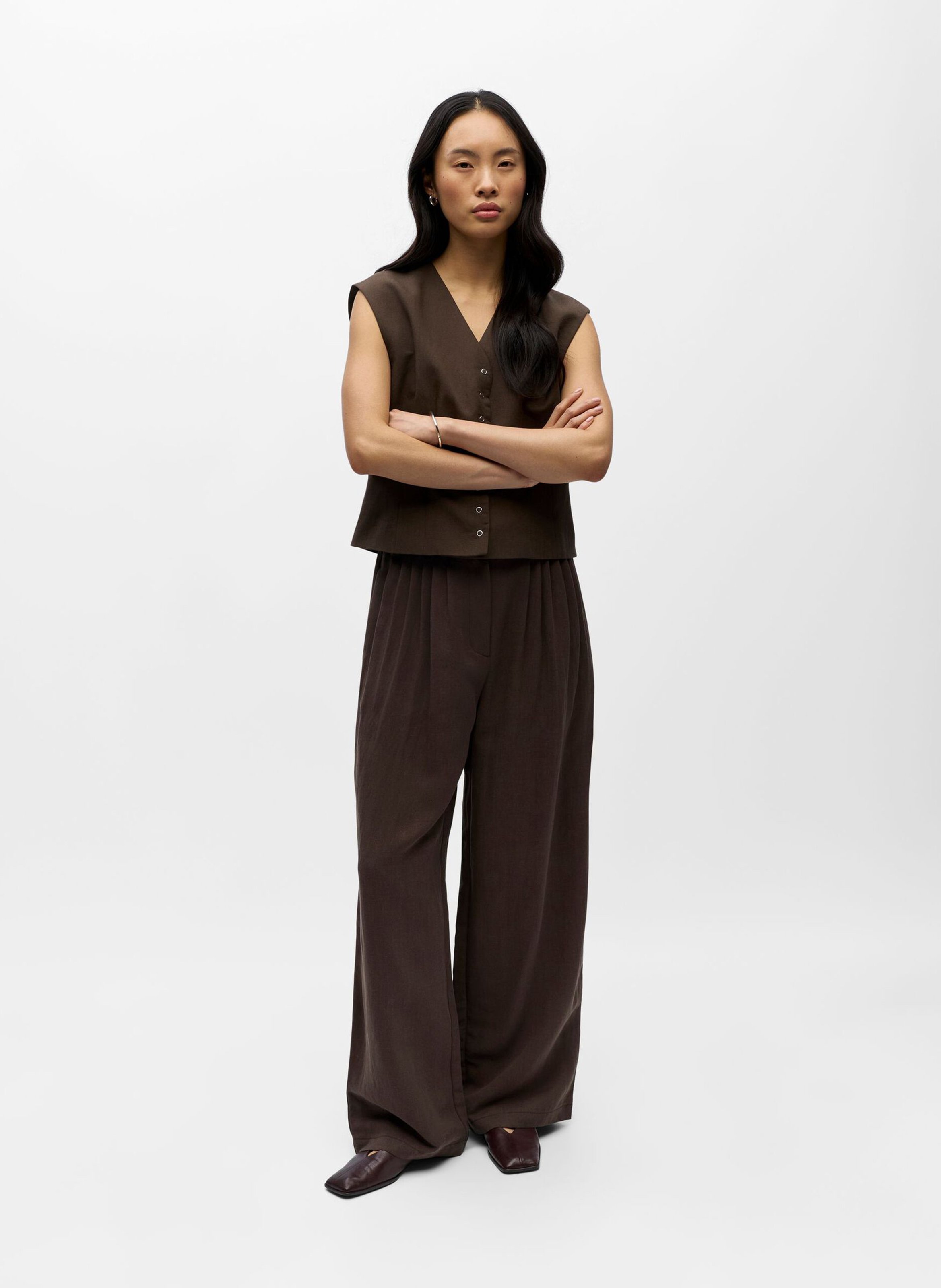 Wide trousers OBJECT Brown