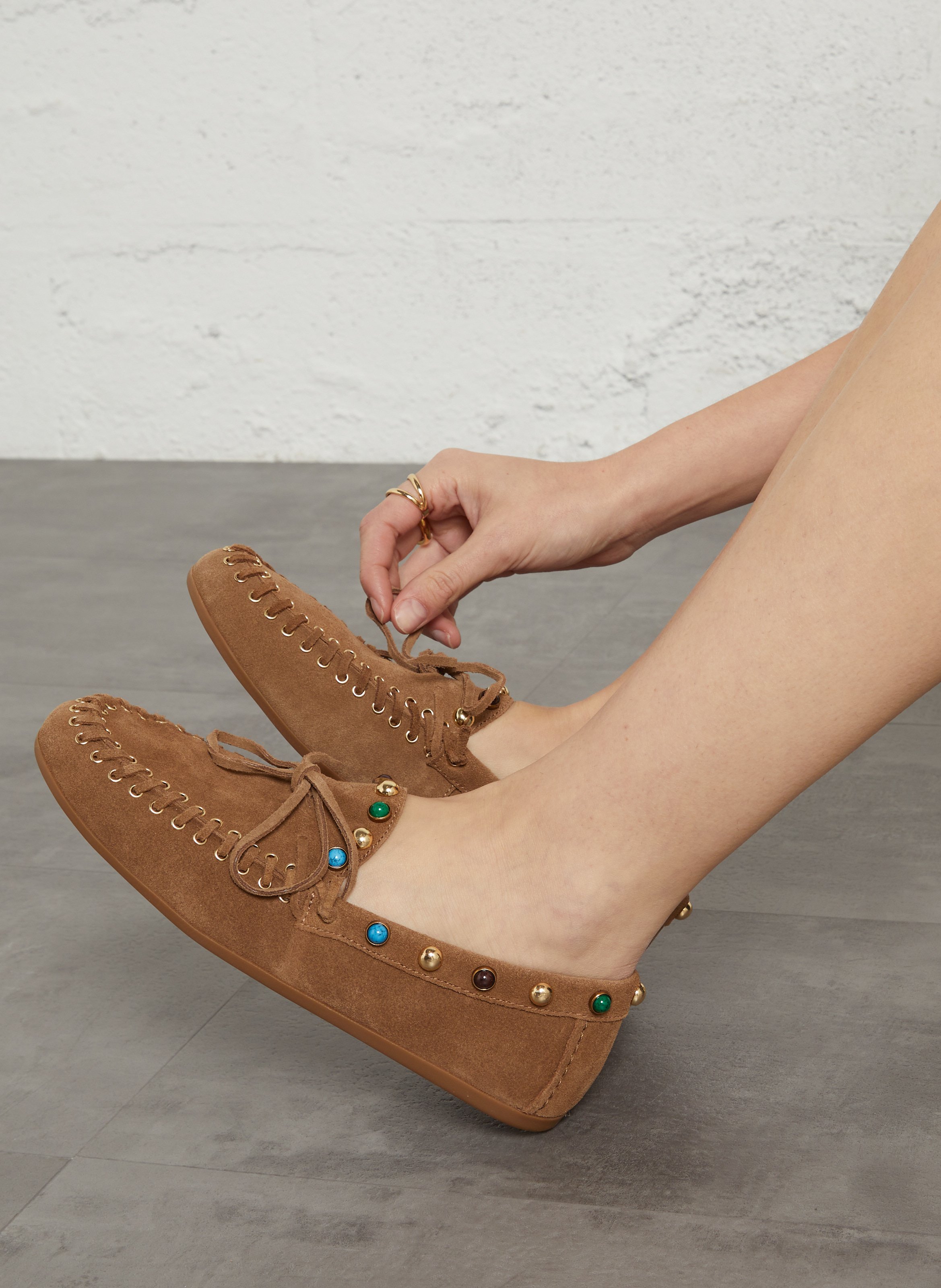 Mocassins en cuir velours BIBI LOU Marron