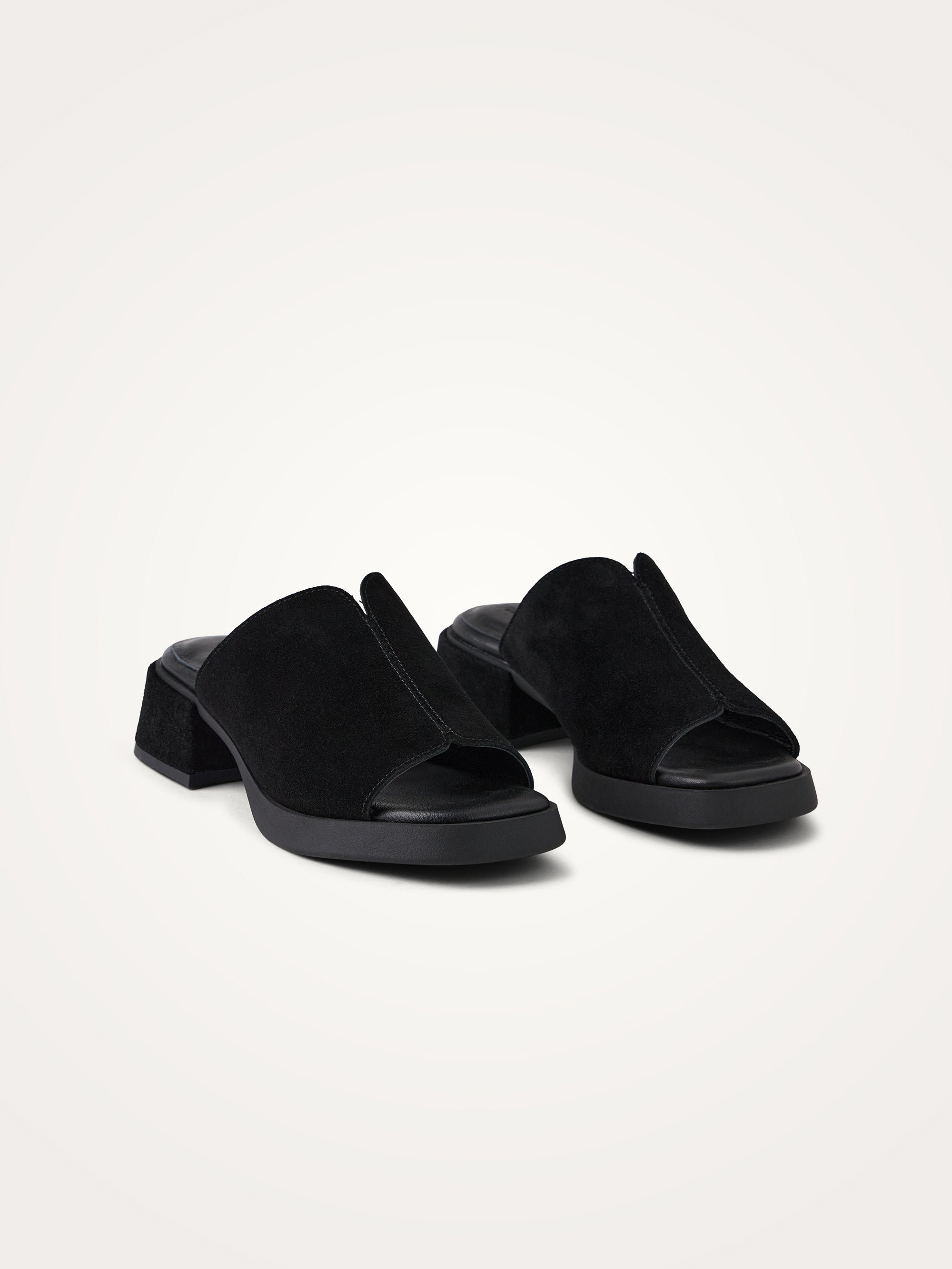 Cow print pony hair effect mules with heel VANESSA WU Black