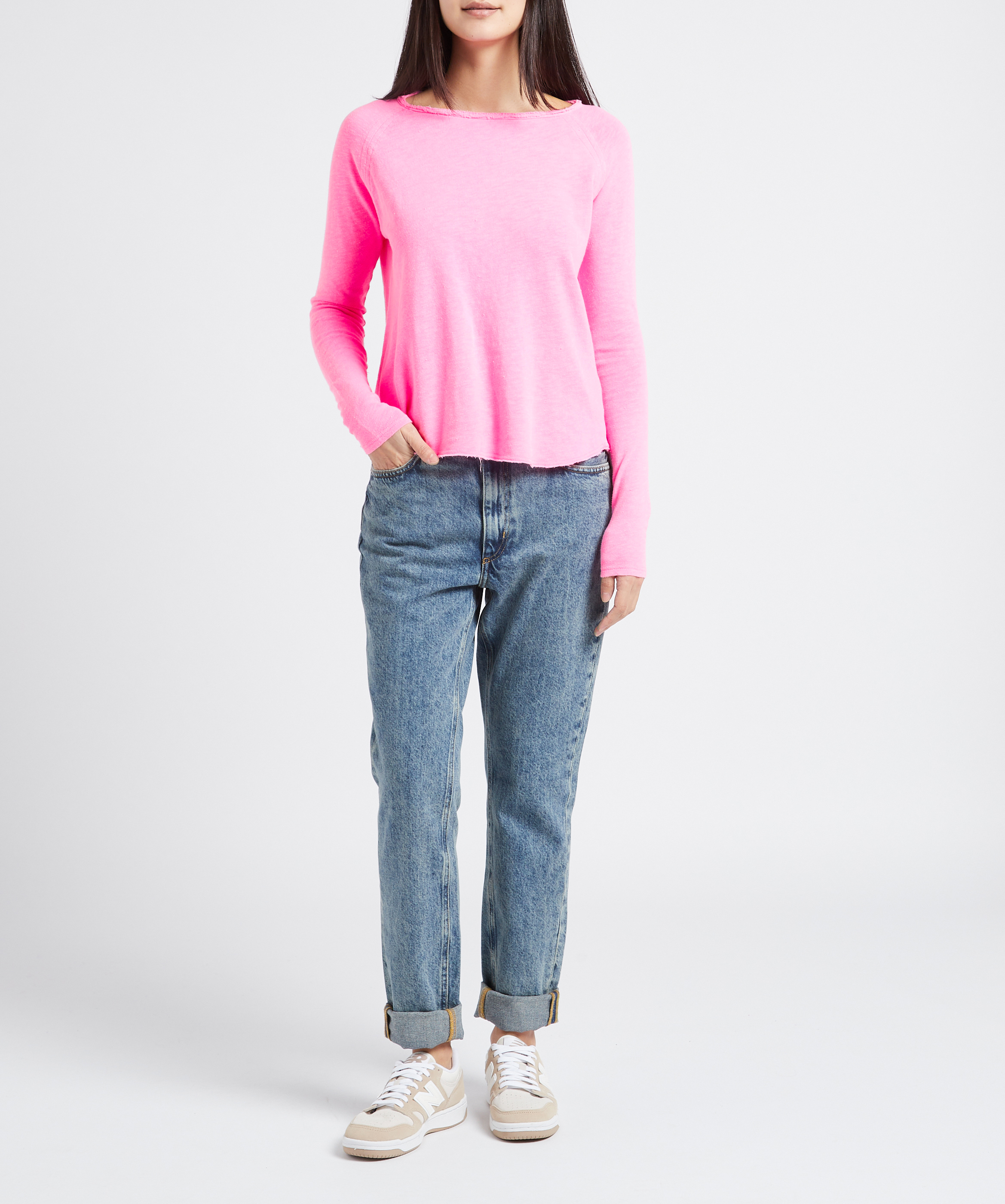 Baumwoll-T-Shirt mit U-Boot-Ausschnitt AMERICAN VINTAGE Rosa