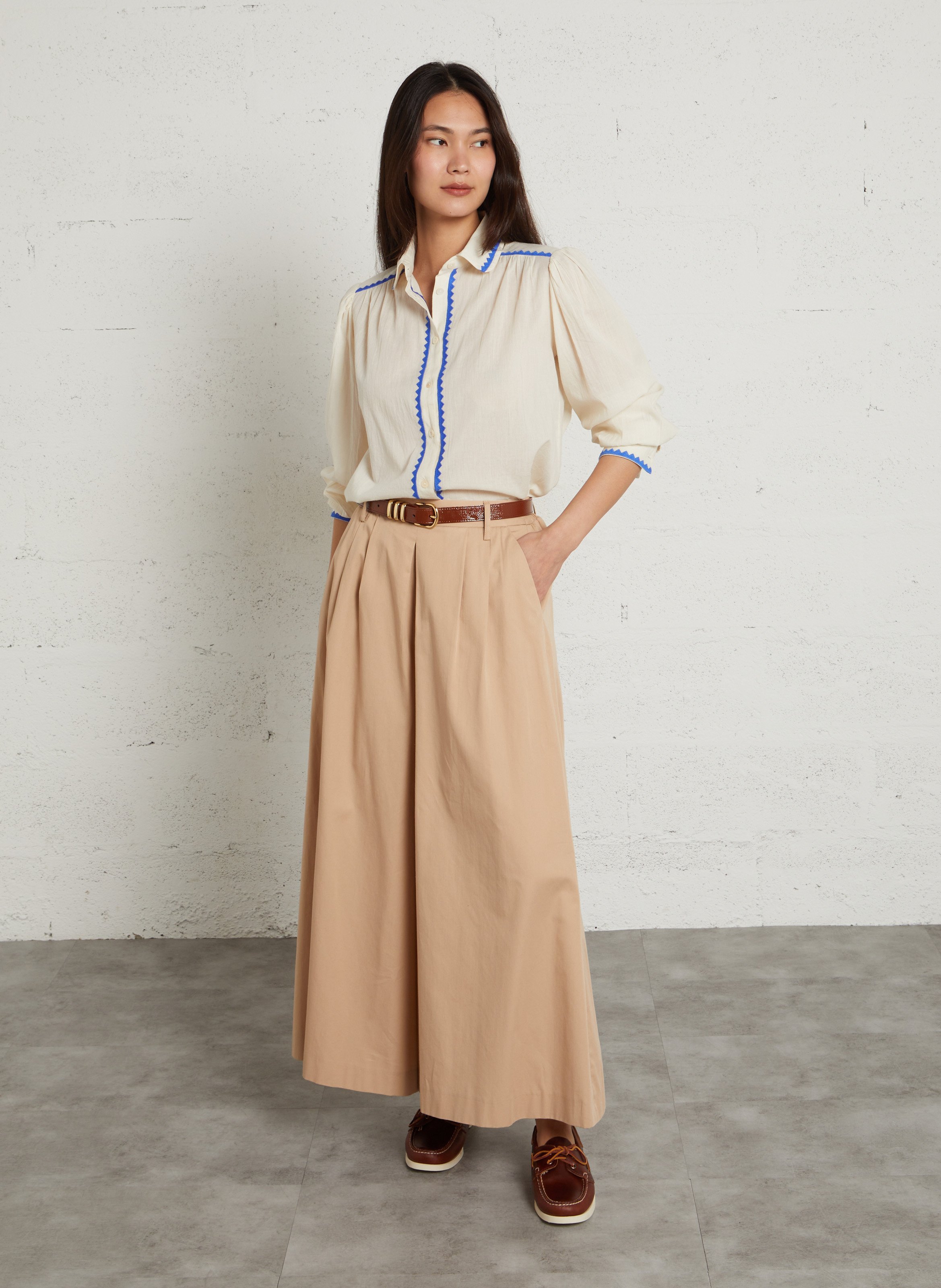 Rechte blouse met borduurwerk MAISON 123 Beige