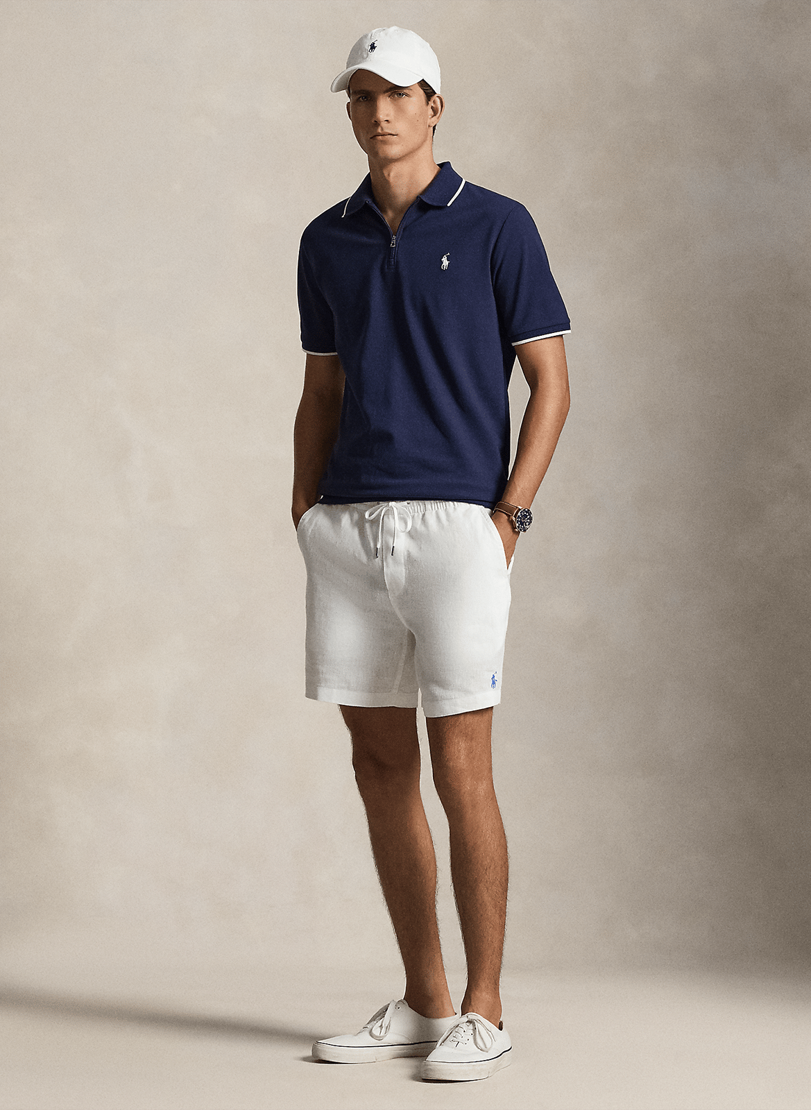 Straight cotton-blend polo shirt POLO RALPH LAUREN Blue