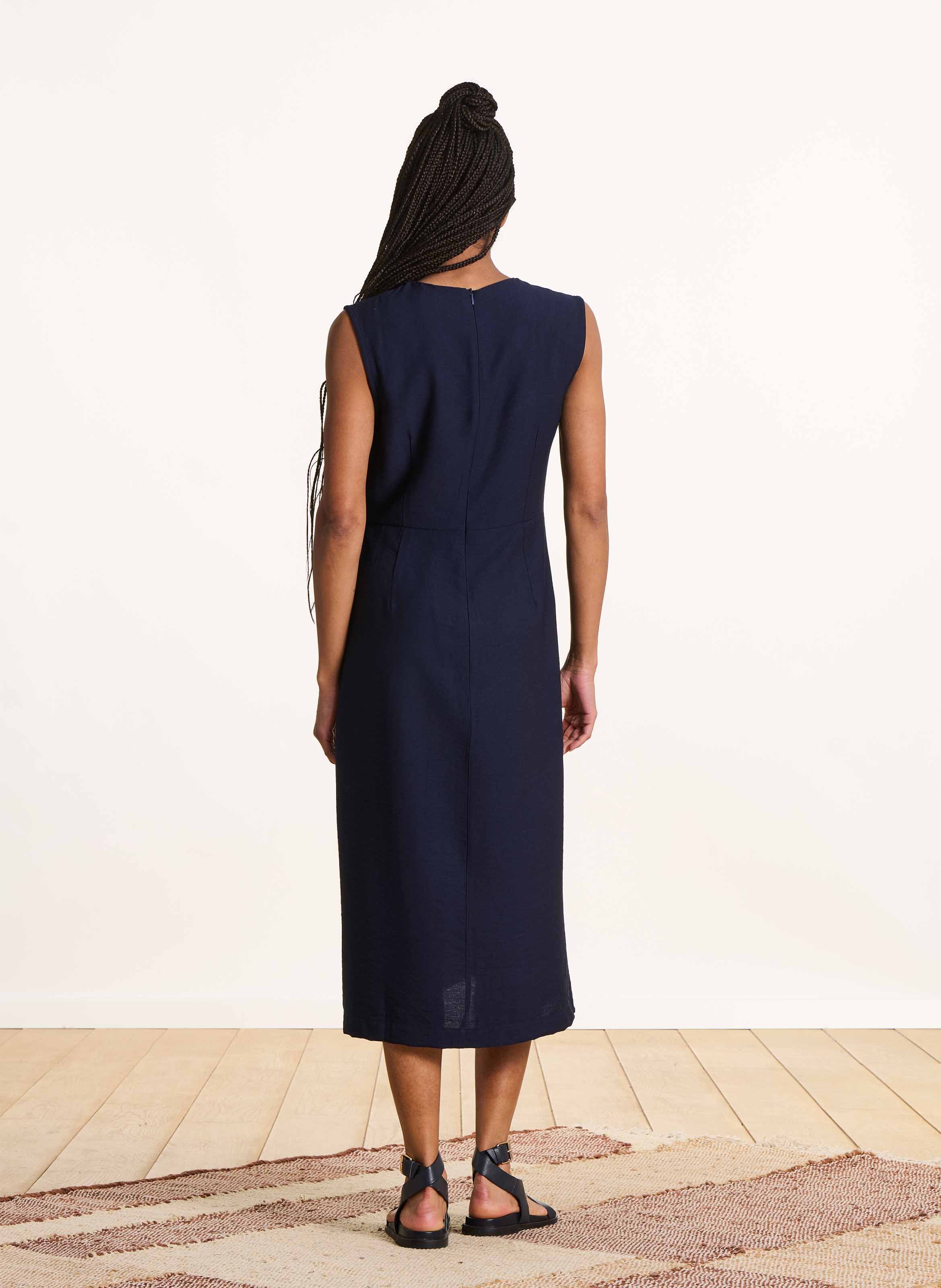 Robe midi col rond LA FEE MARABOUTEE Bleu