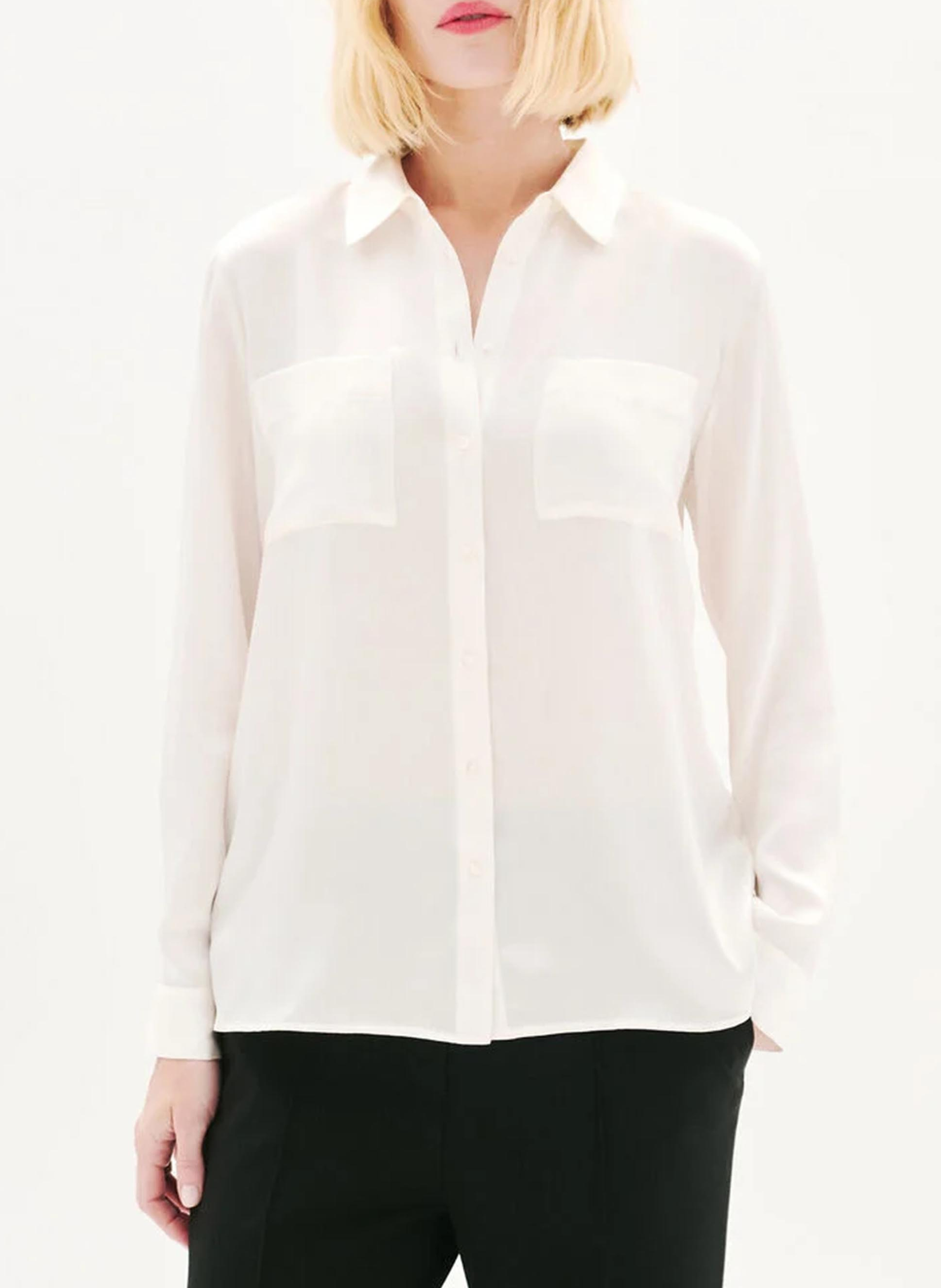 Chemise en soie col classique CAROLL Beige