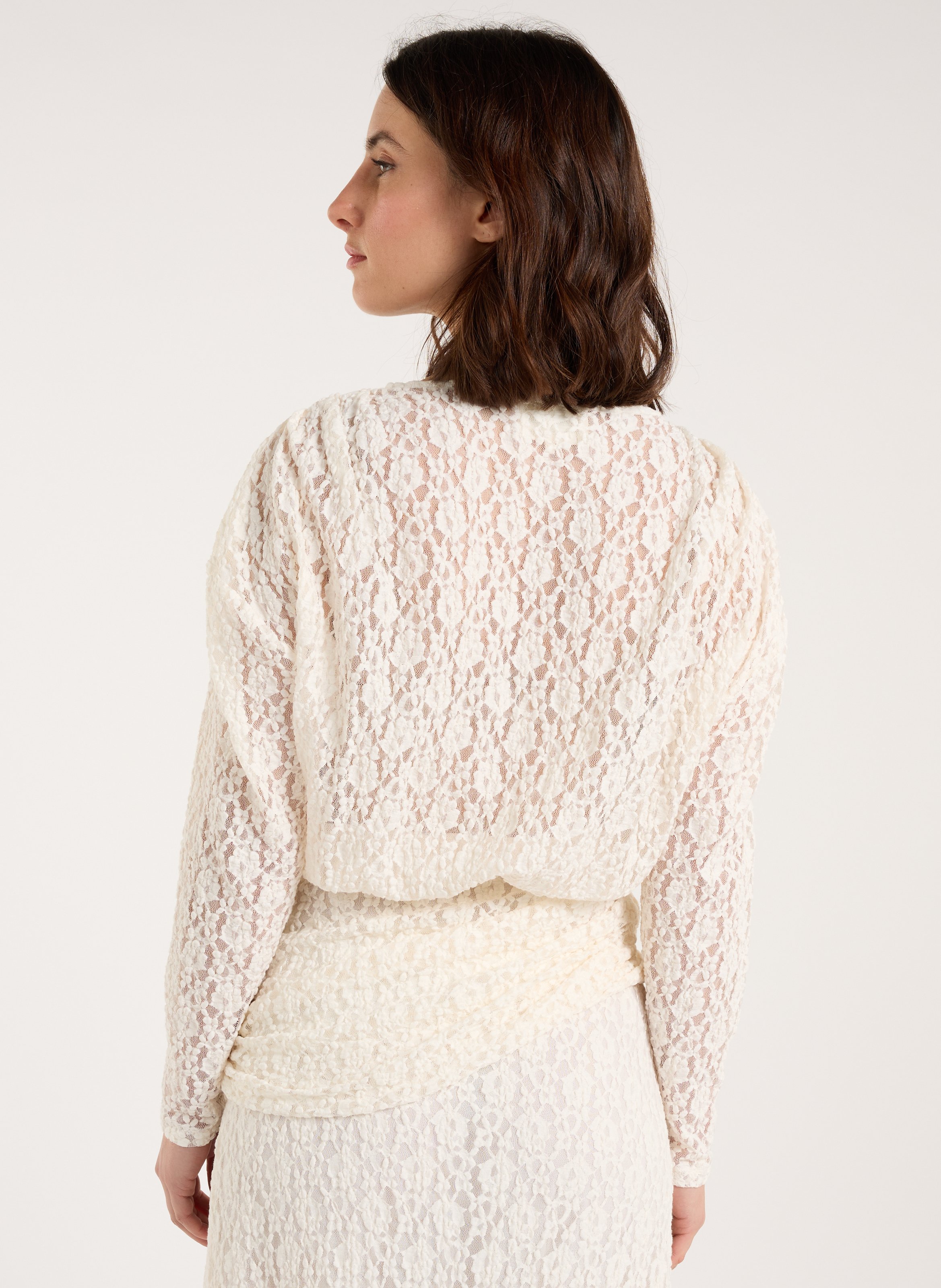 Gehaakte top met ronde hals SAISON 1865 Beige