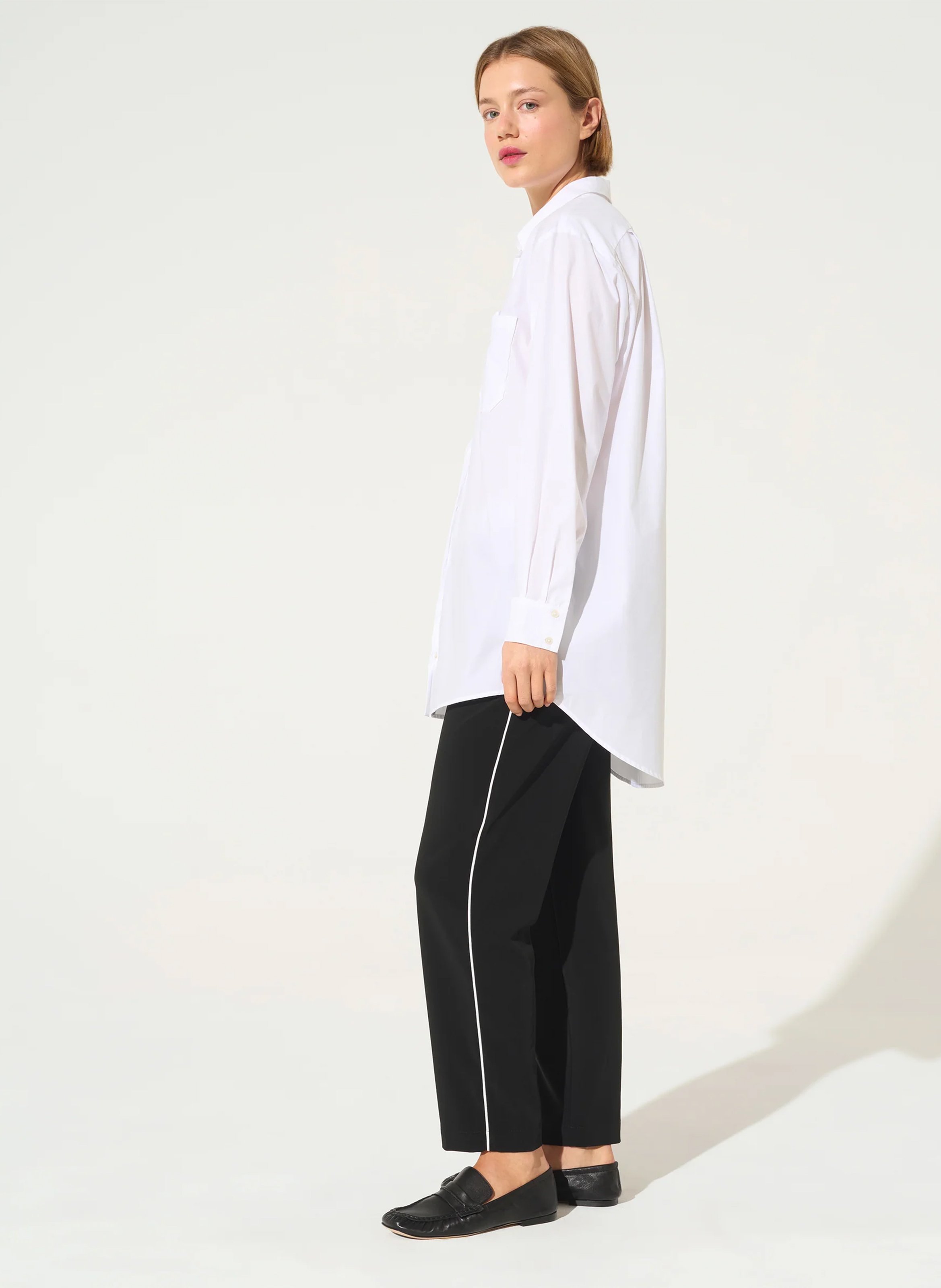 Oversize Hemd mit klassischem Kragen und Stickerei aus Bio-Baumwolle COTELAC ACOTE Weiss