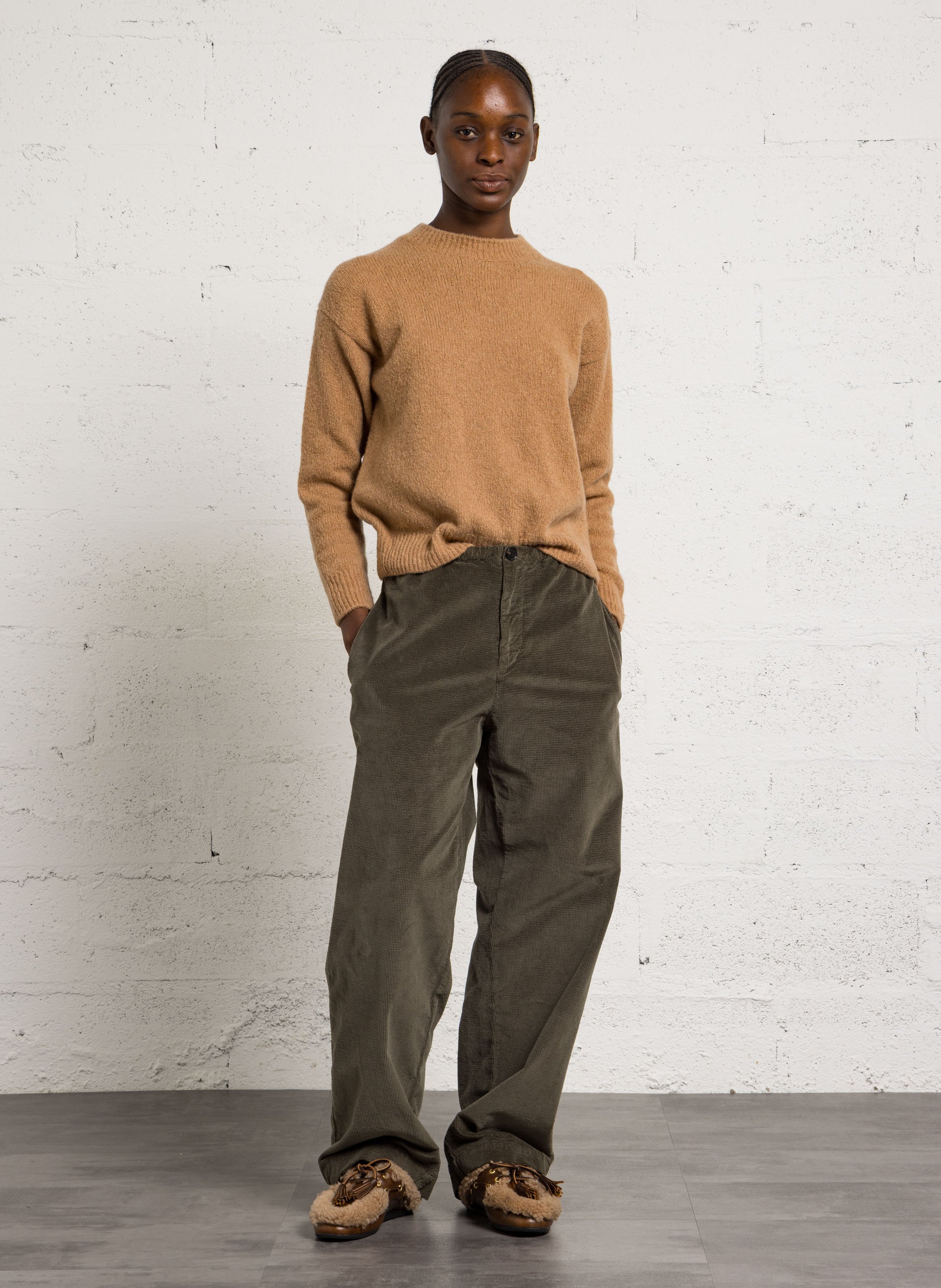 Velvet leather mules TORAL Brown
