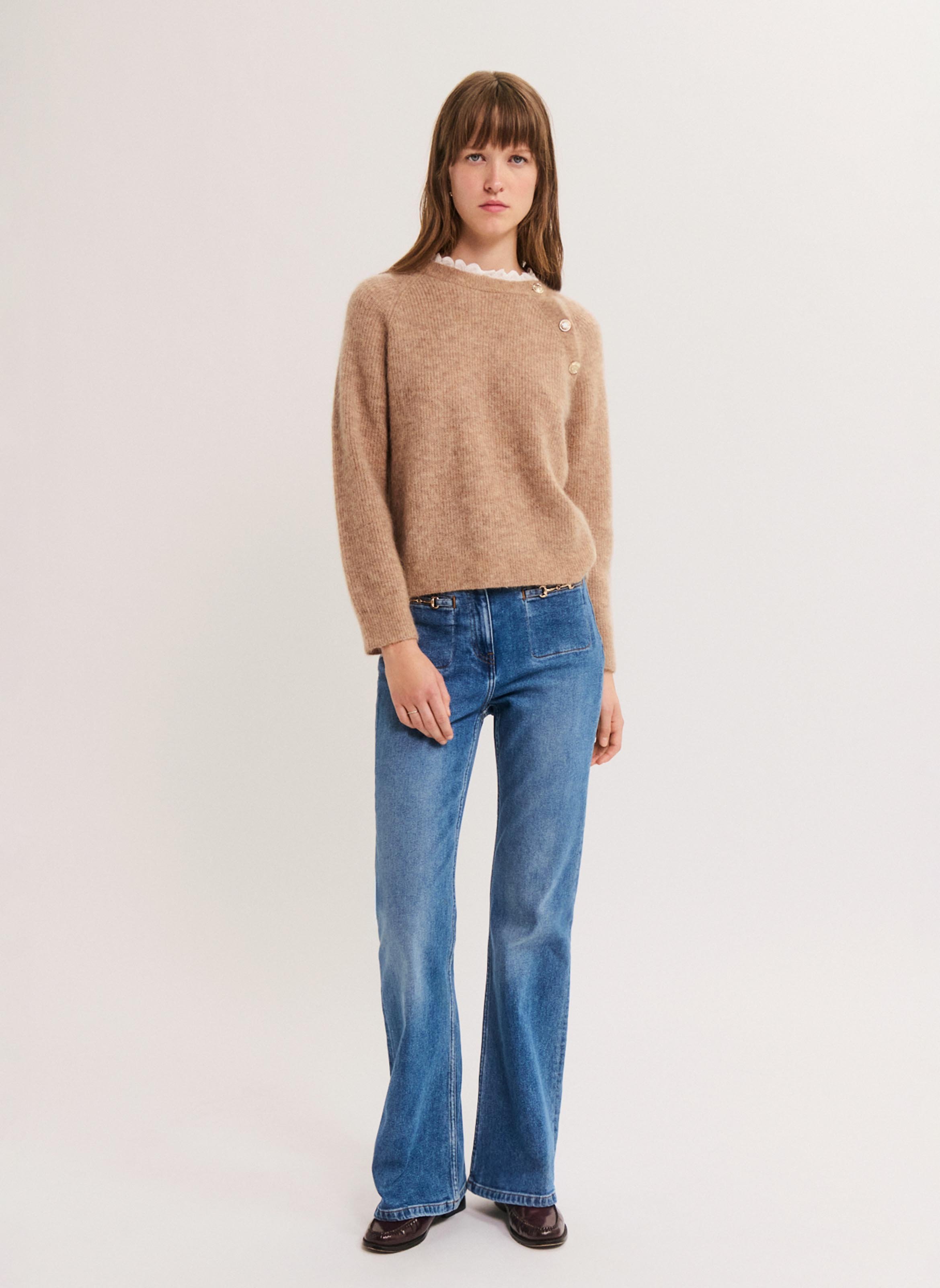 Gerade geschnittener Wollmix-Pullover | Beige PABLO Damen