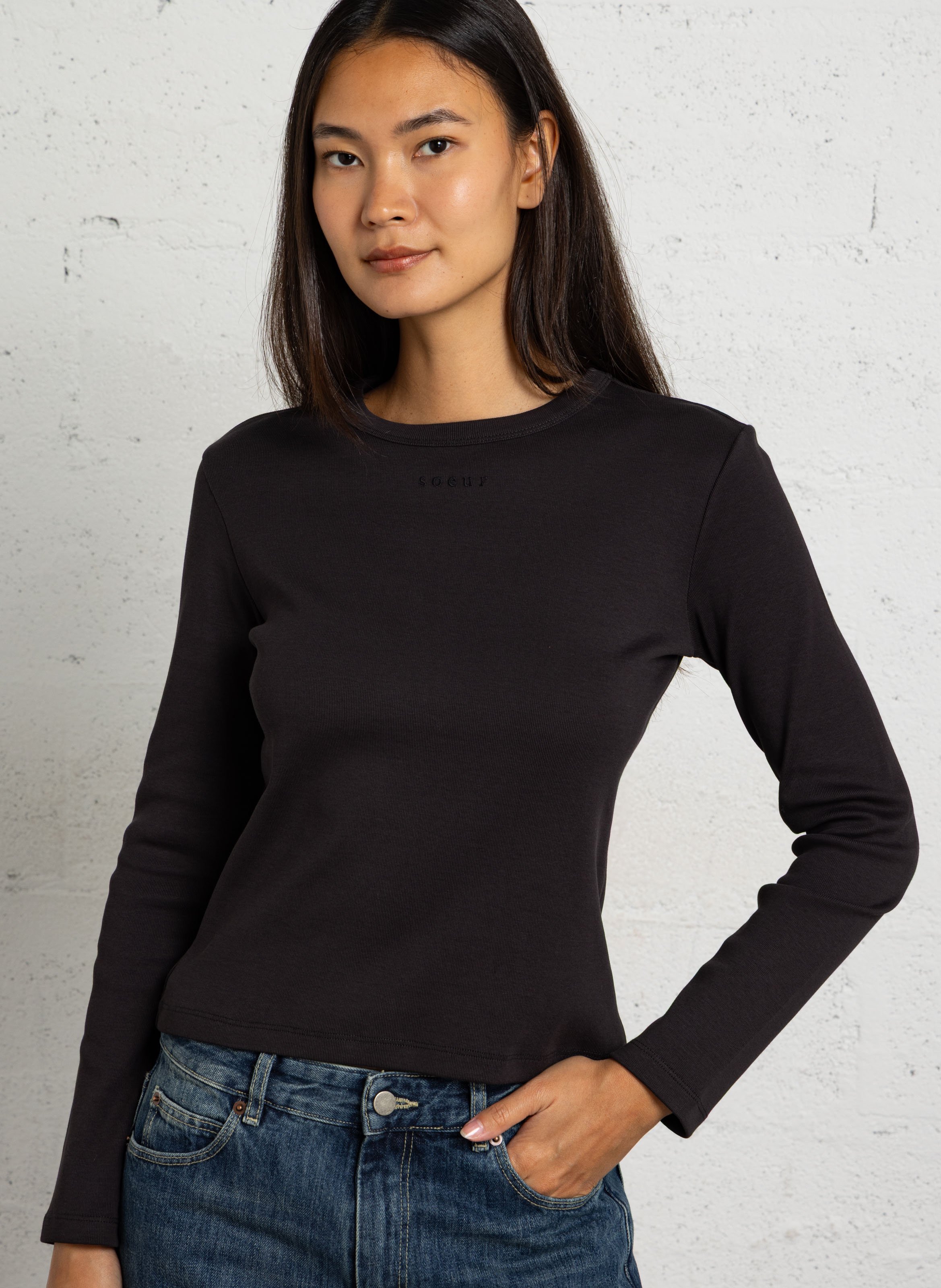 tee-shirt droit en coton bio SOEUR Gris