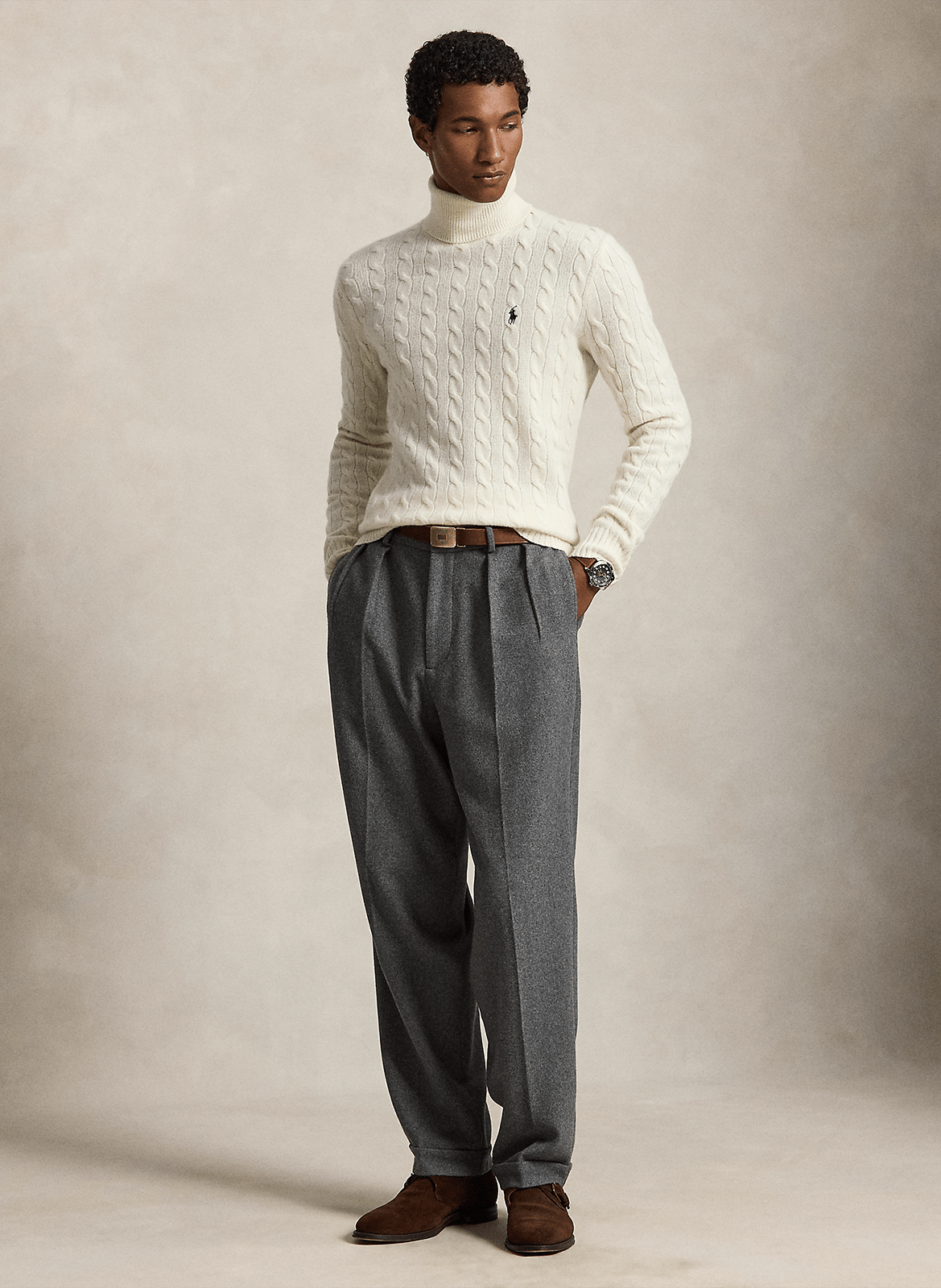 Pullover aus Wollmix mit Stehkragen POLO RALPH LAUREN Beige