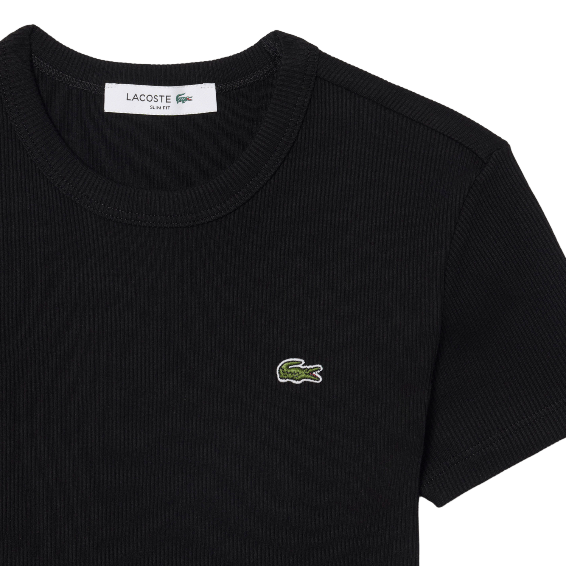 Close-fit round-neck cotton T-shirt LACOSTE Black