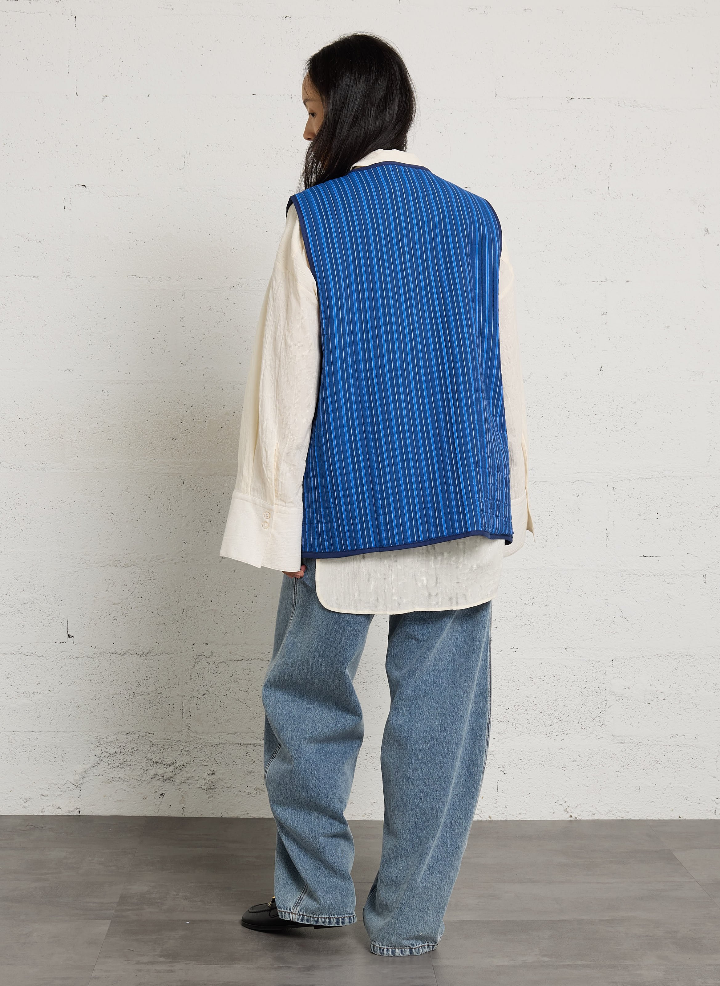 Sleeveless round neck striped vest RUE DE TOKYO Blue