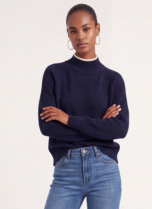 Pull droit col montant en laine mélangée KOOKAI