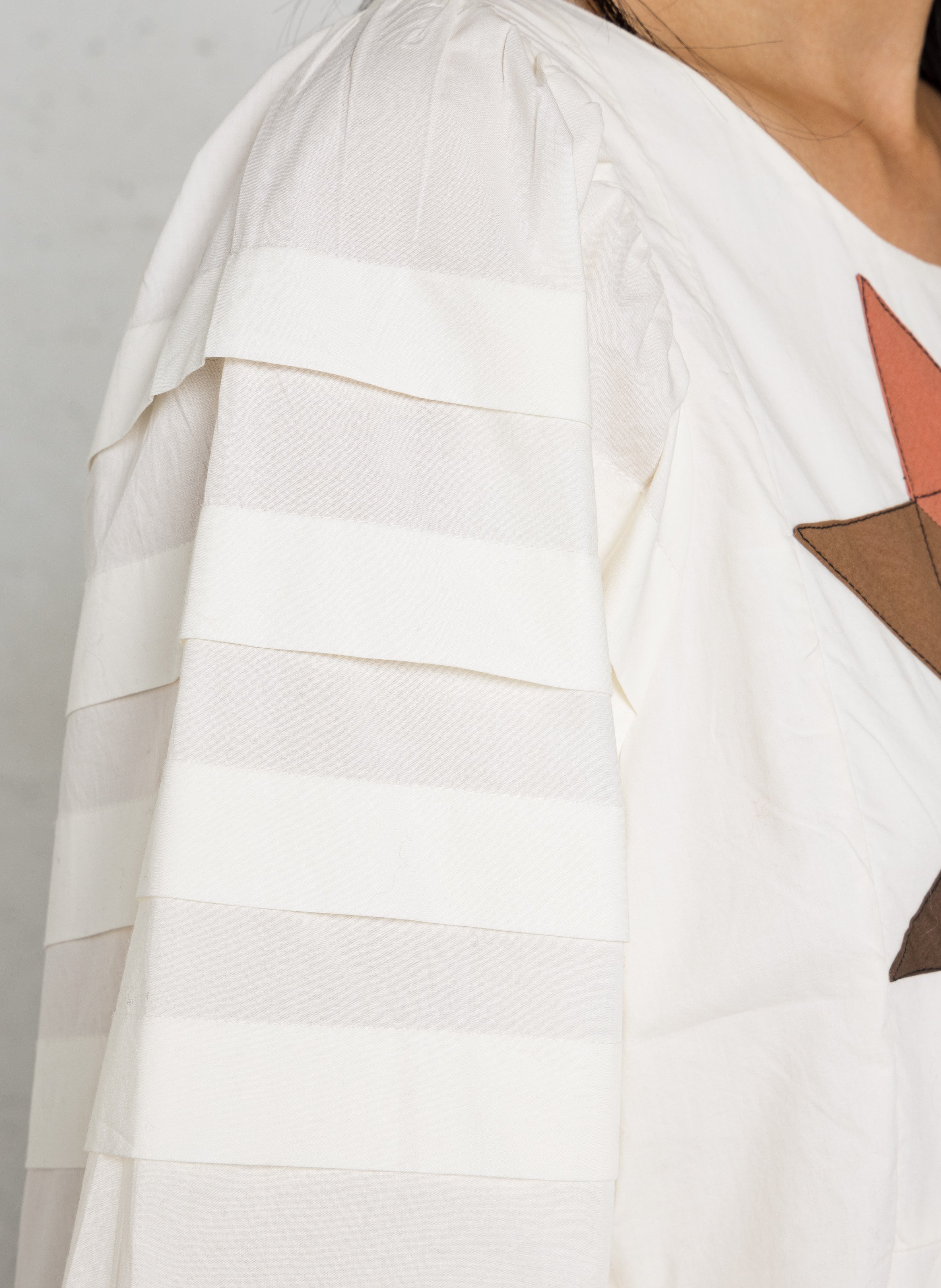 Midi dress with puff sleeves in cotton LEON & HARPER White