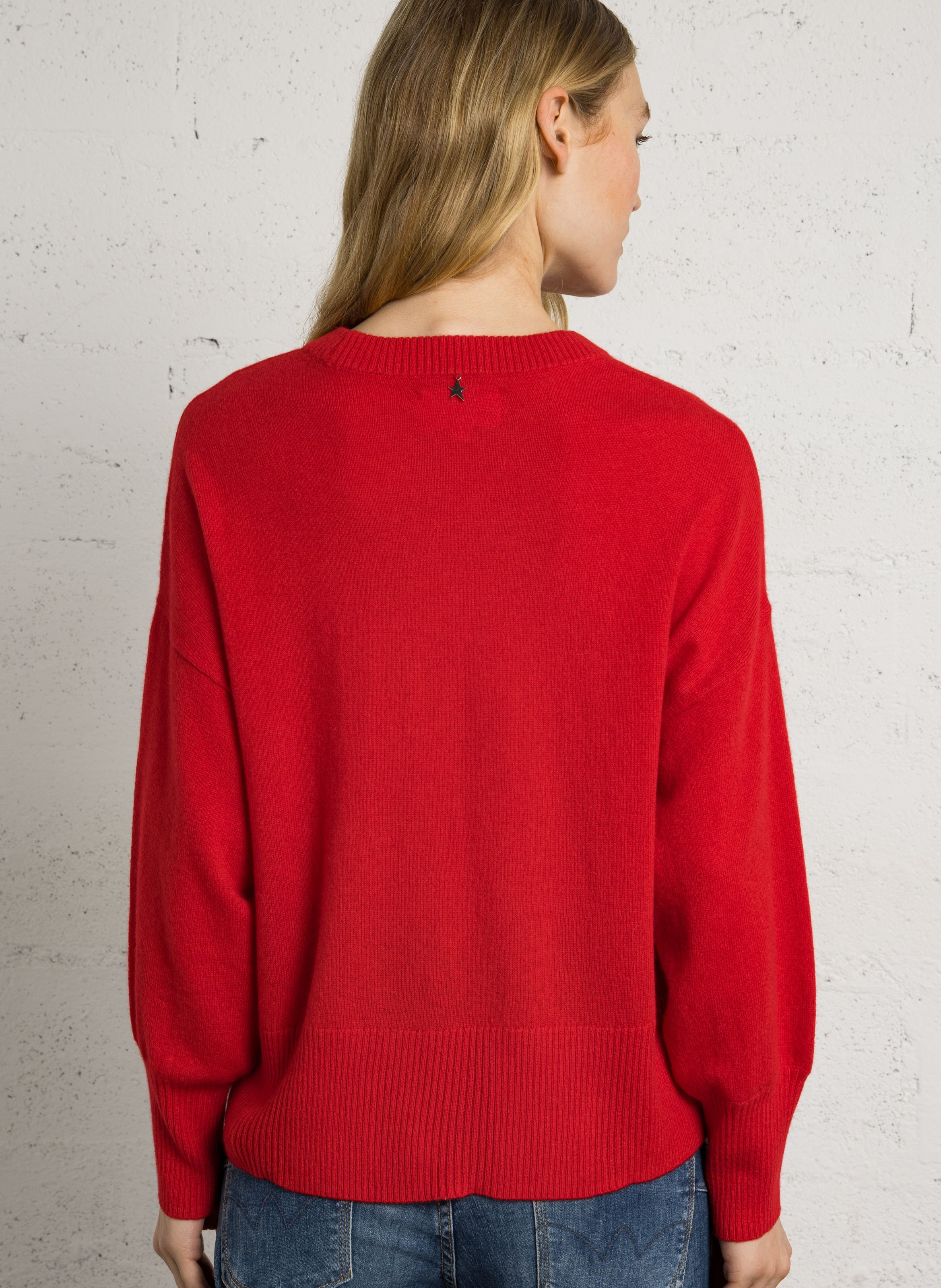 Pull ample col rond en cachemire SUD EXPRESS Rouge