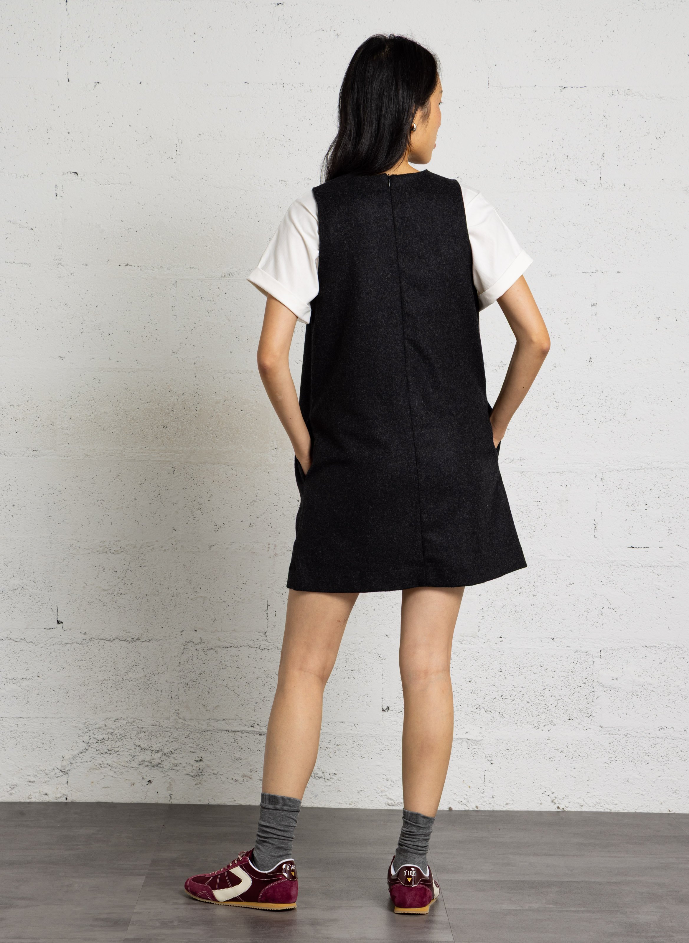 Robe courte en laine mélangée DES PETITS HAUTS Gris