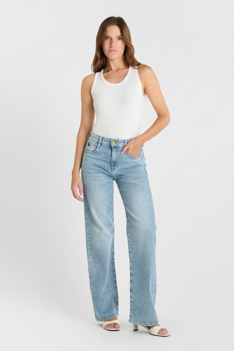 High-waisted loose-fit zip jeans LE TEMPS DES CERISES Blue