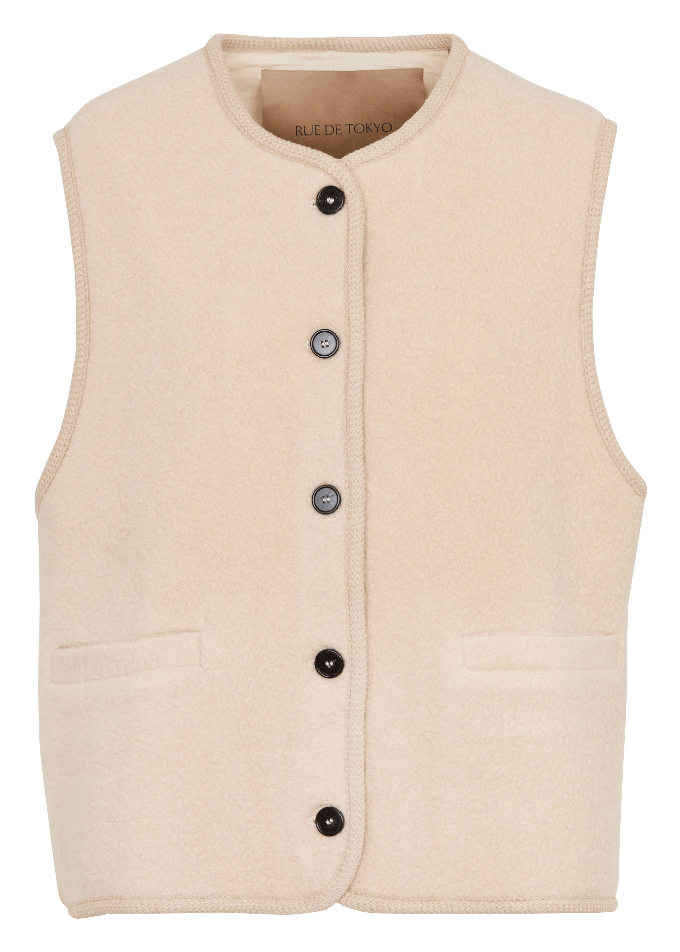 Round-neck mixed-knit cardigan RUE DE TOKYO Beige