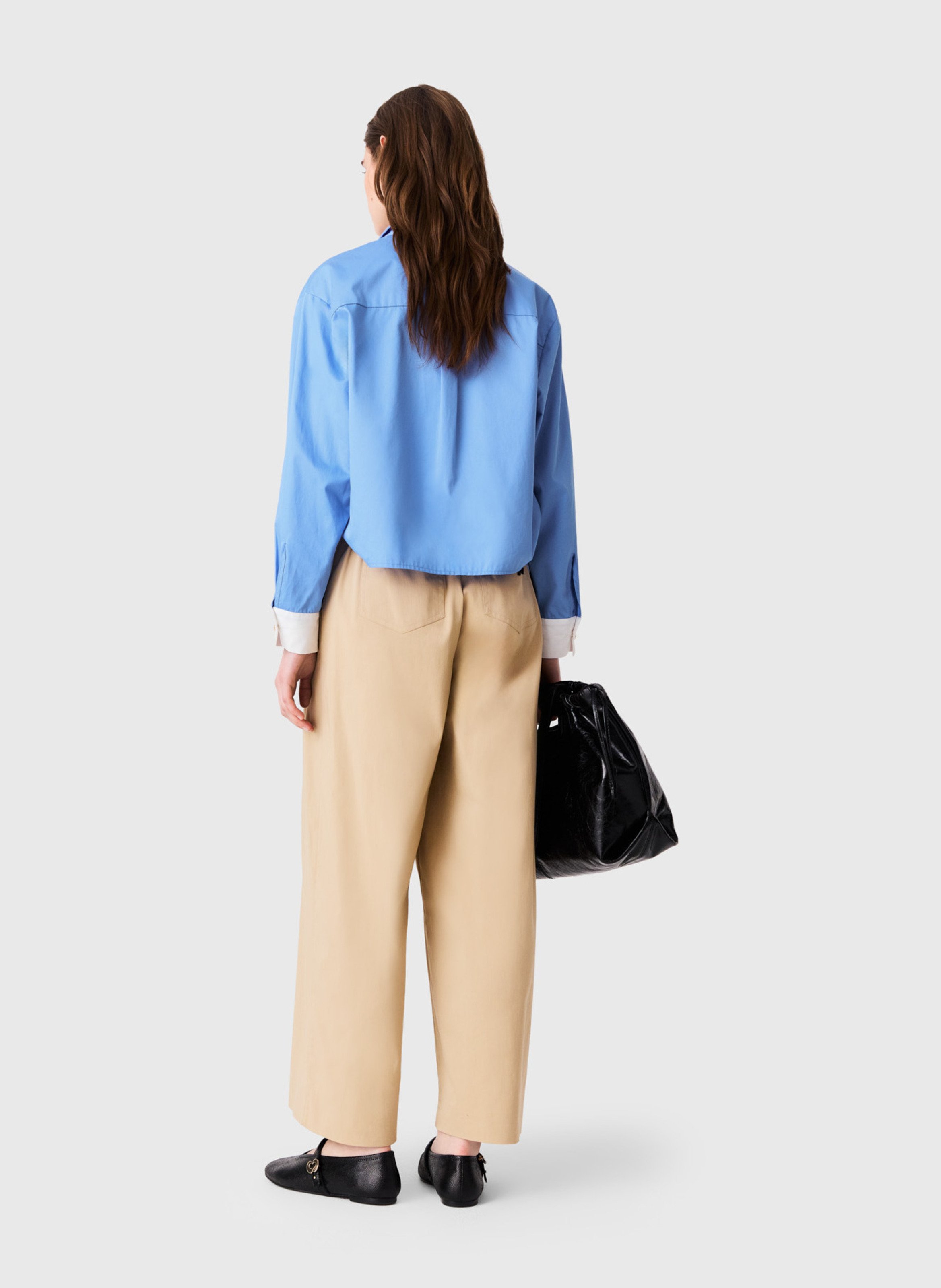 Pantalon large en coton mélangé MAJE Beige
