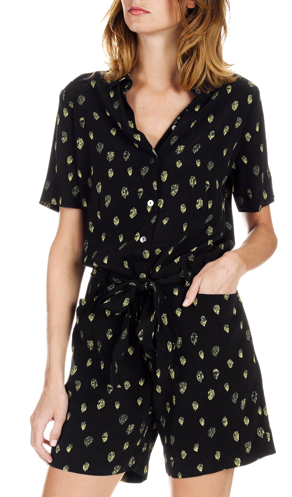 Combishort imprimé avec ceinture  ATTIC AND BARN Noir