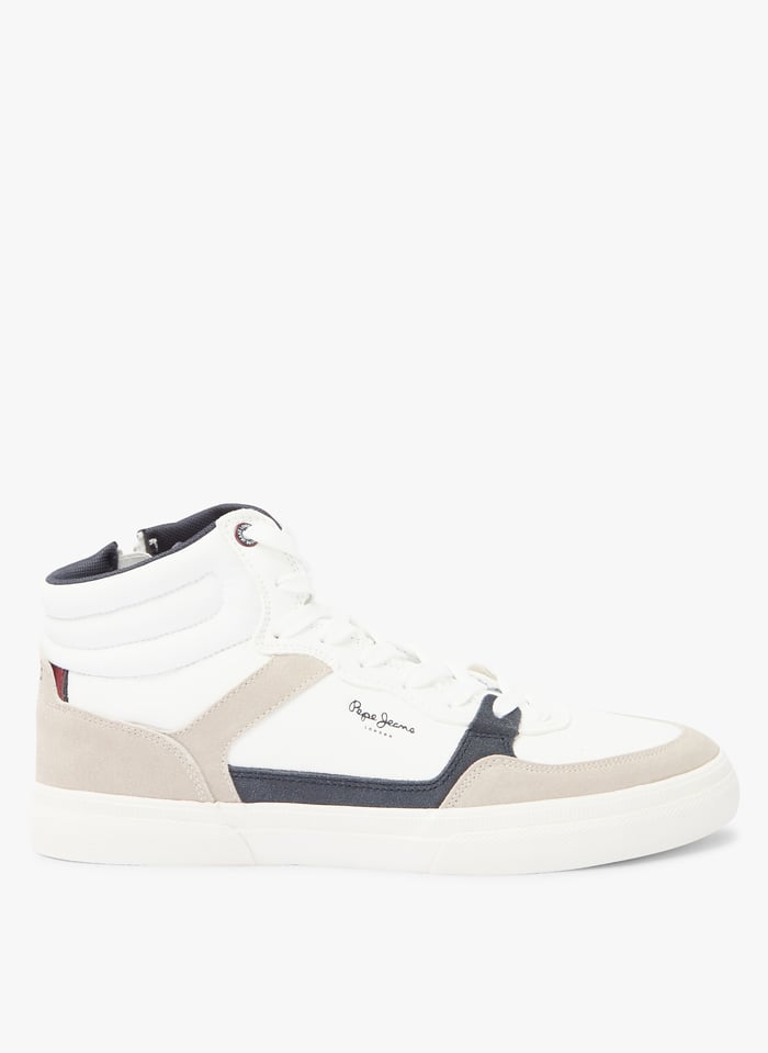 High top Mixed Leather Trainers White Pepe Jeans Men Place des