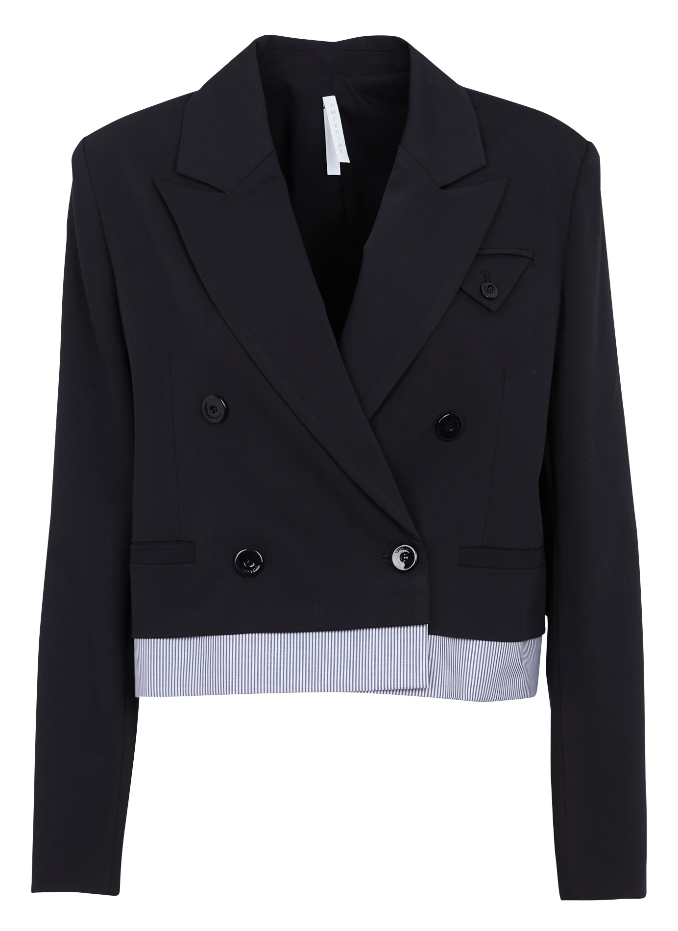 Blazer cropped col tailleur avec popeline rayée IMPERIAL Bleu