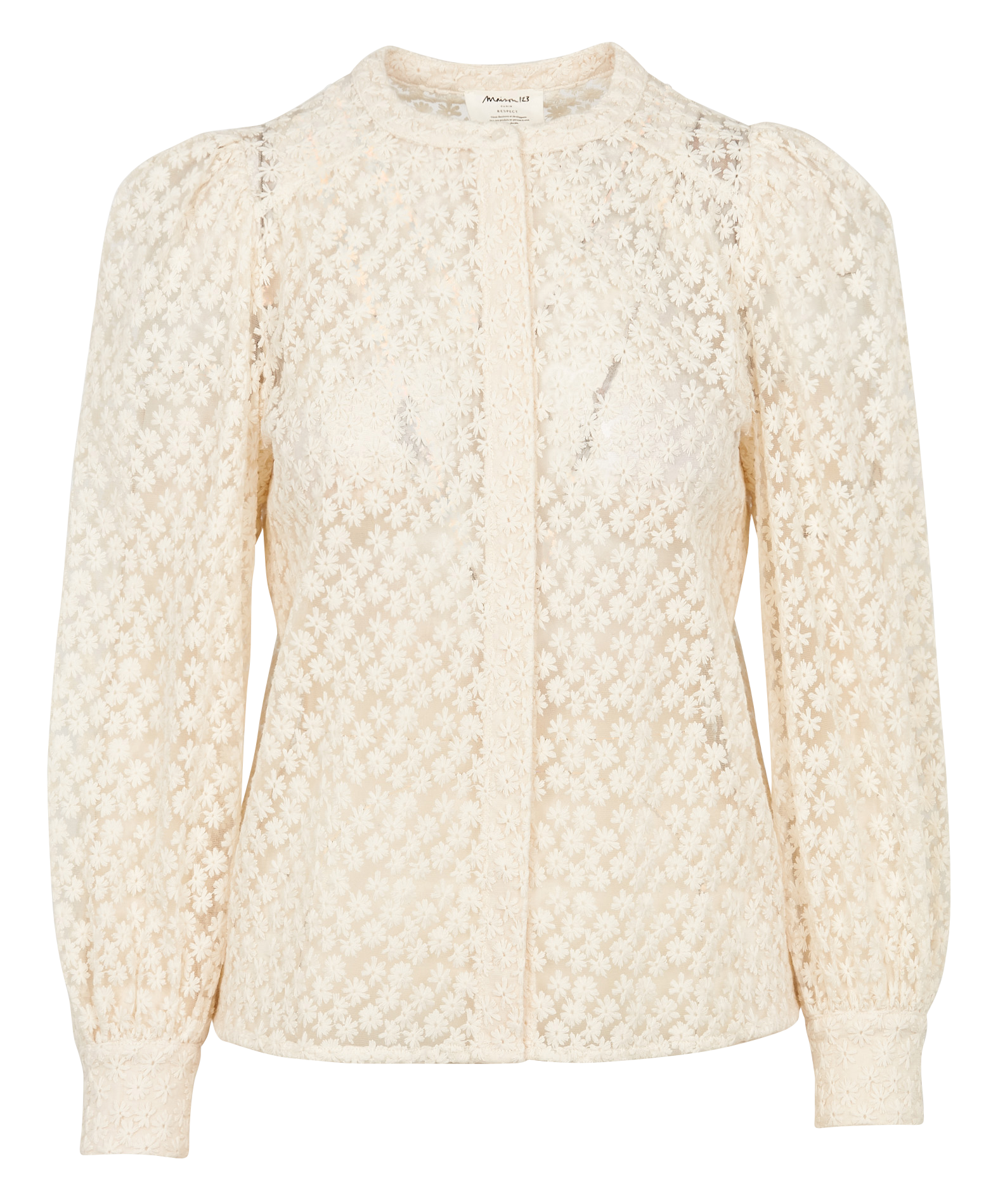 Flower embroidered round-neck blouse MAISON 123 White