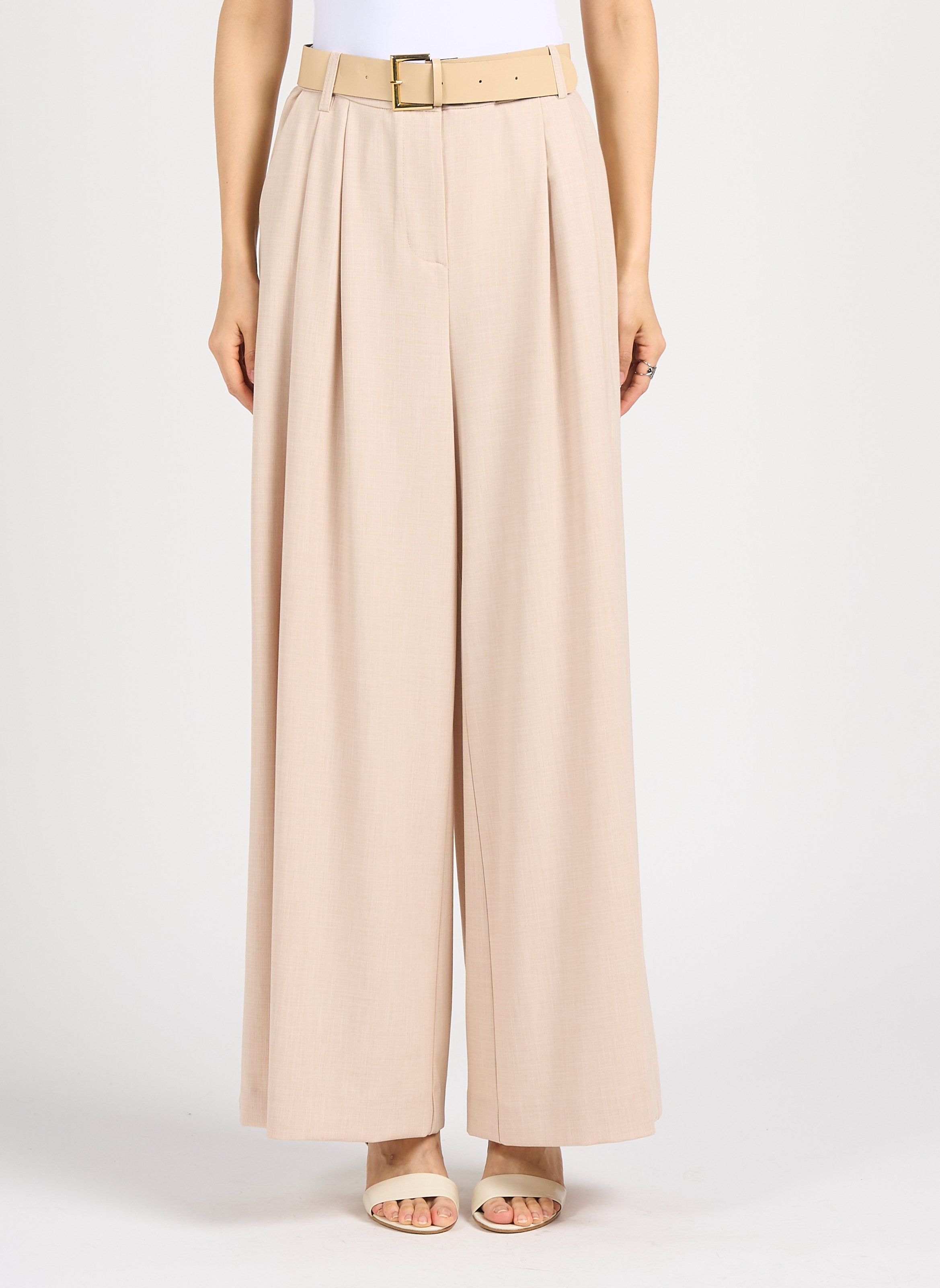 Pantalon palazzo ceinturé IMPERIAL Beige