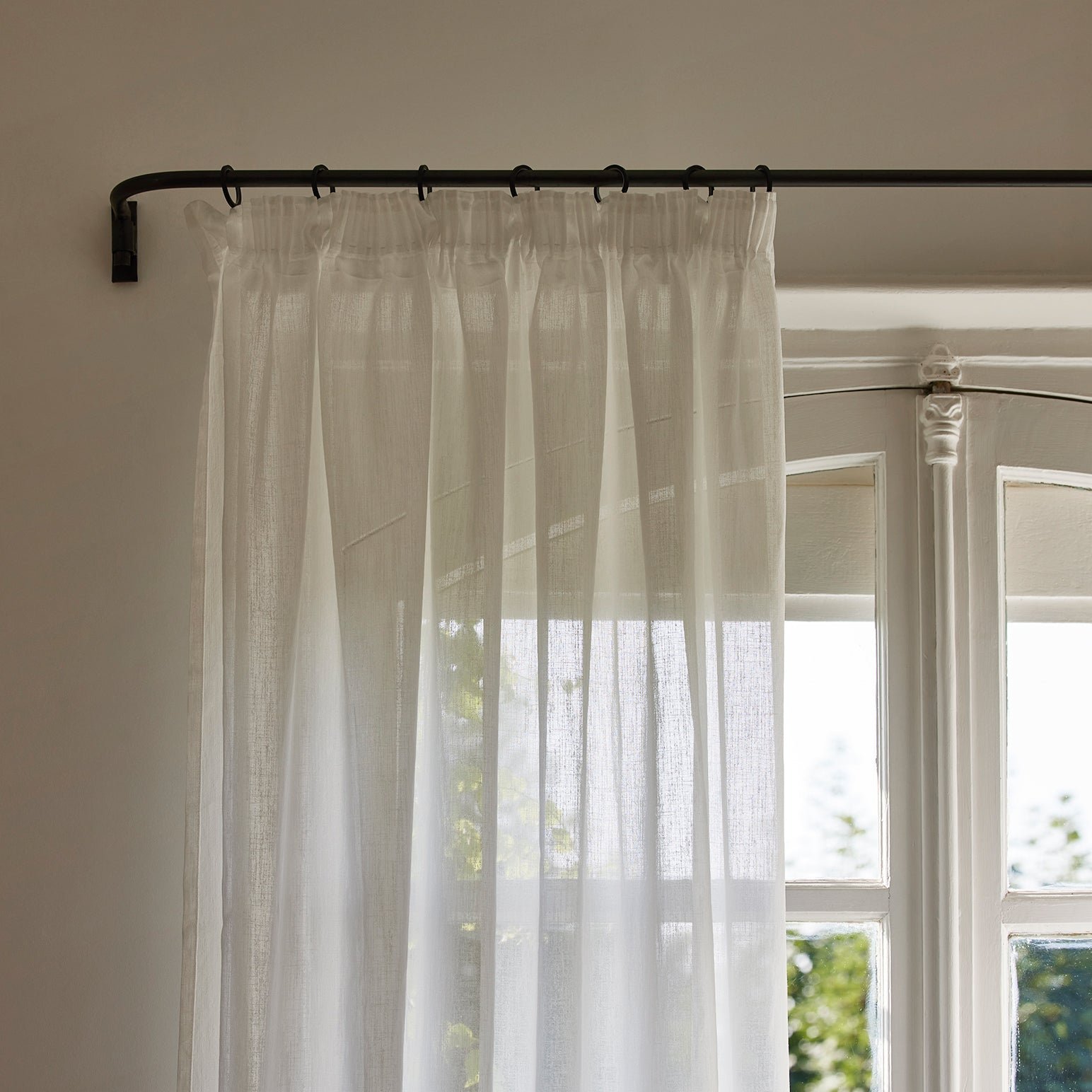 MILOS - Net curtain with gathering tape MADURA White