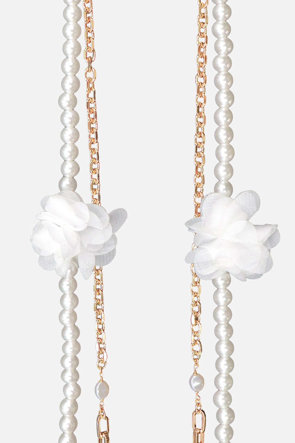 Beaded phone chain LA COQUE FRANCAISE White