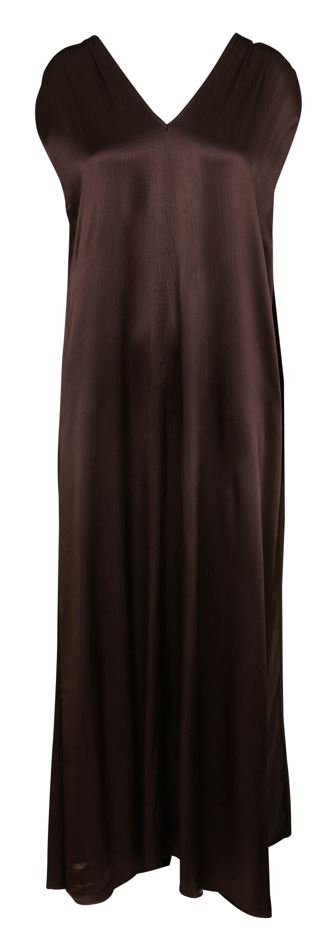 Langes, satiniertes Kleid Braun