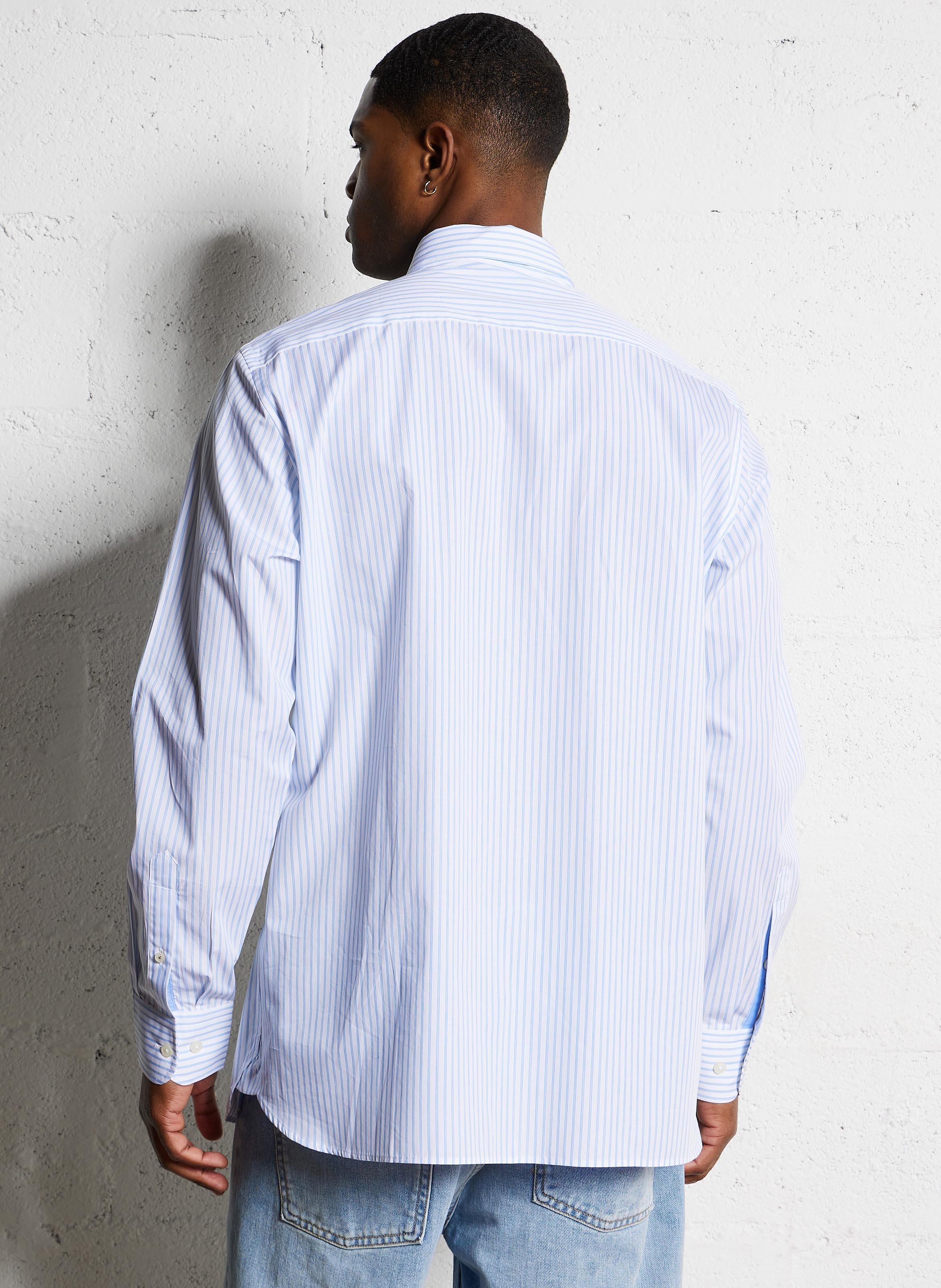 Chemise droite en coton rayé HACKETT Bleu