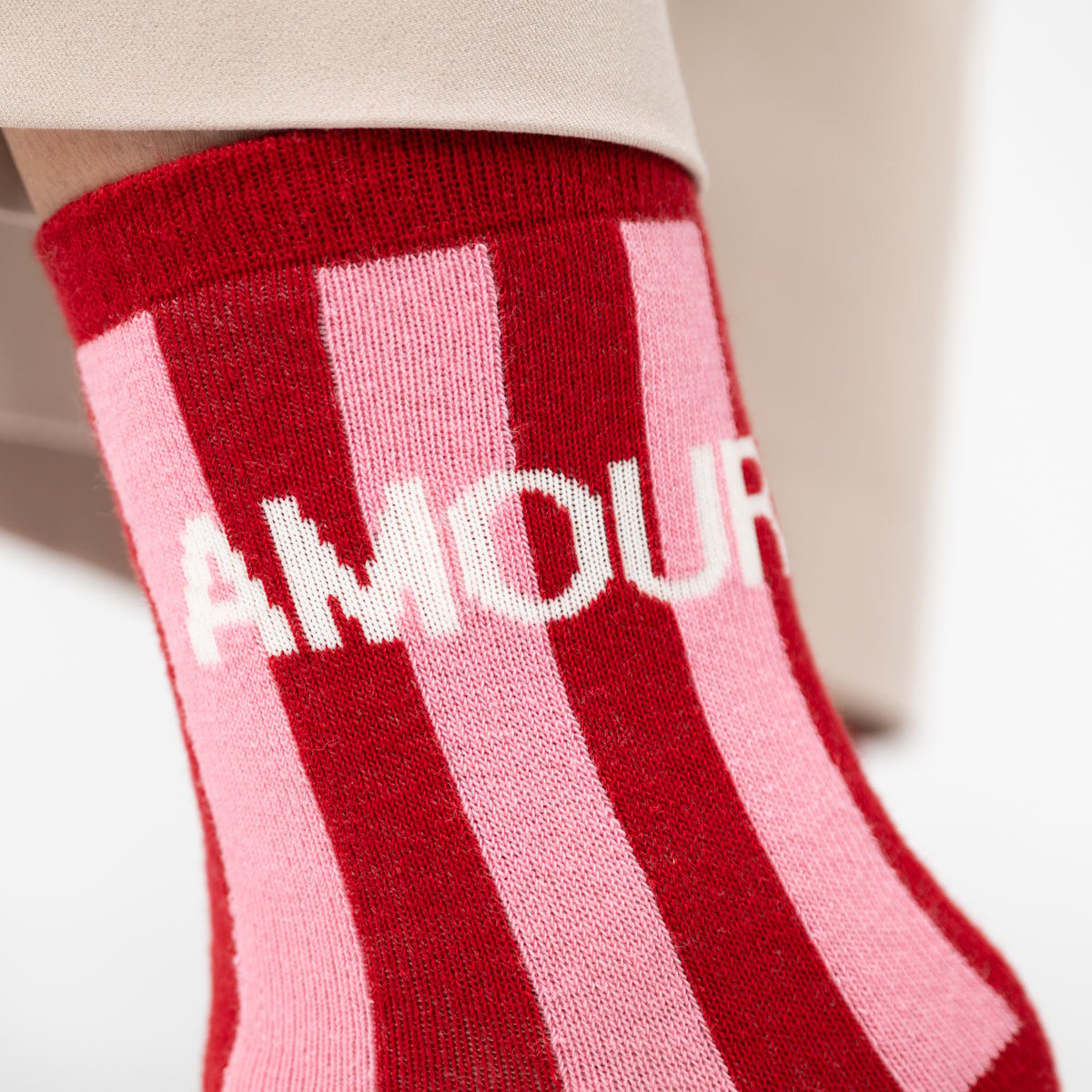 Striped combed cotton socks BILLYBELT Red